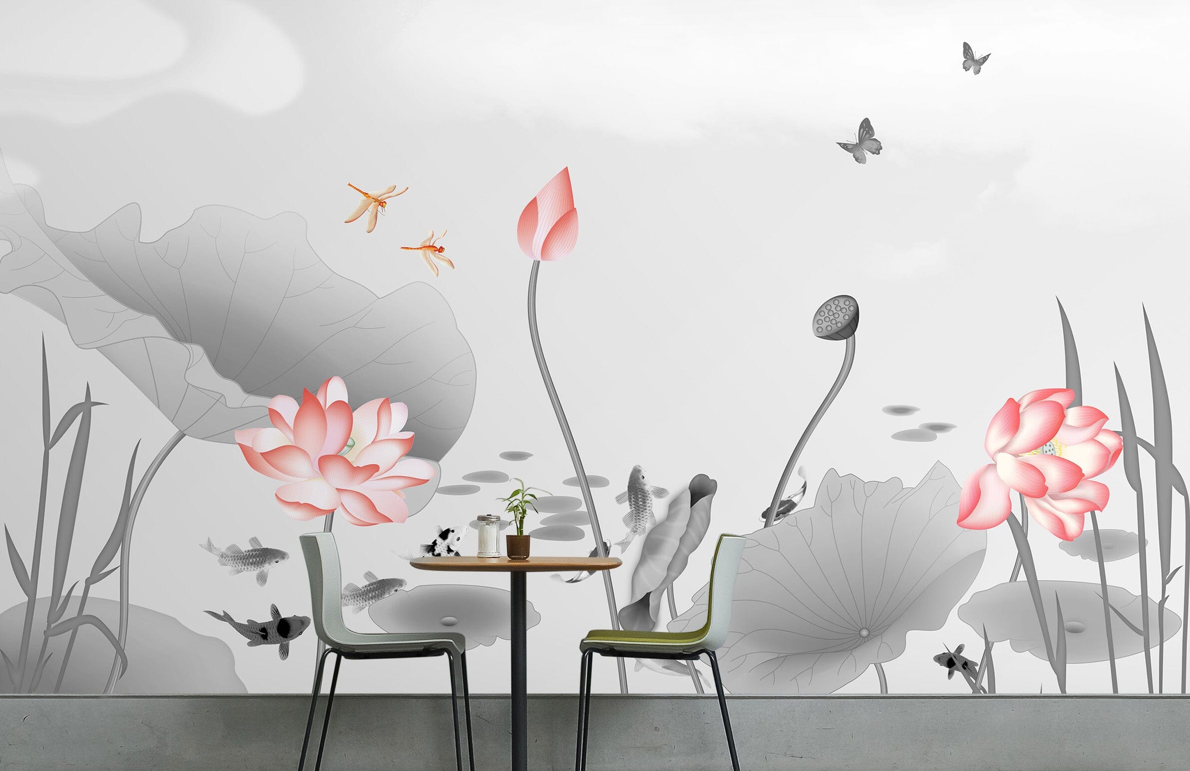 3D Lotus Fish 1479 Wall Murals Wallpaper AJ Wallpaper 2