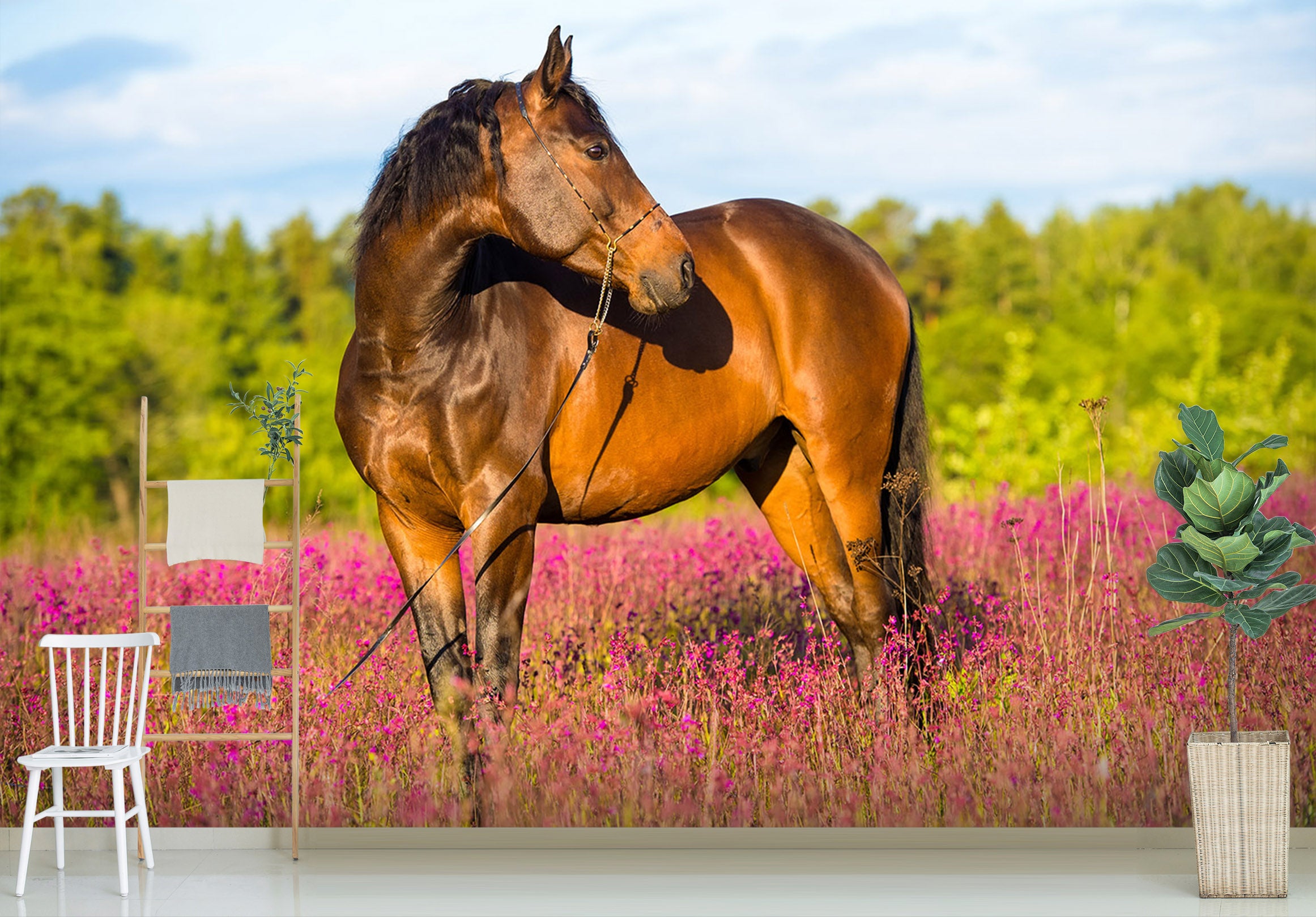 3D Horse Flower 178 Wall Murals
