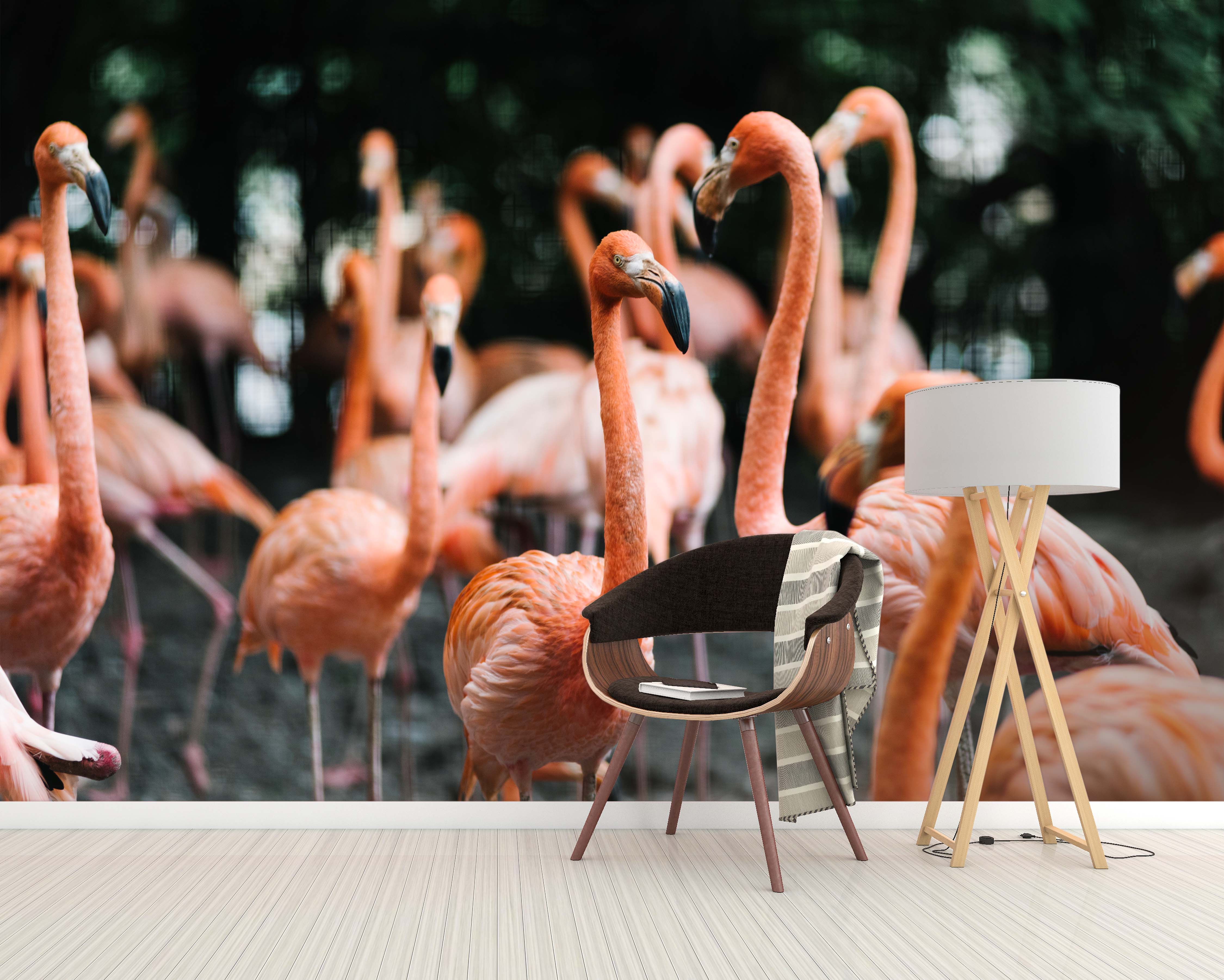 3D Flamingo woods 658 Wallpaper AJ Wallpaper