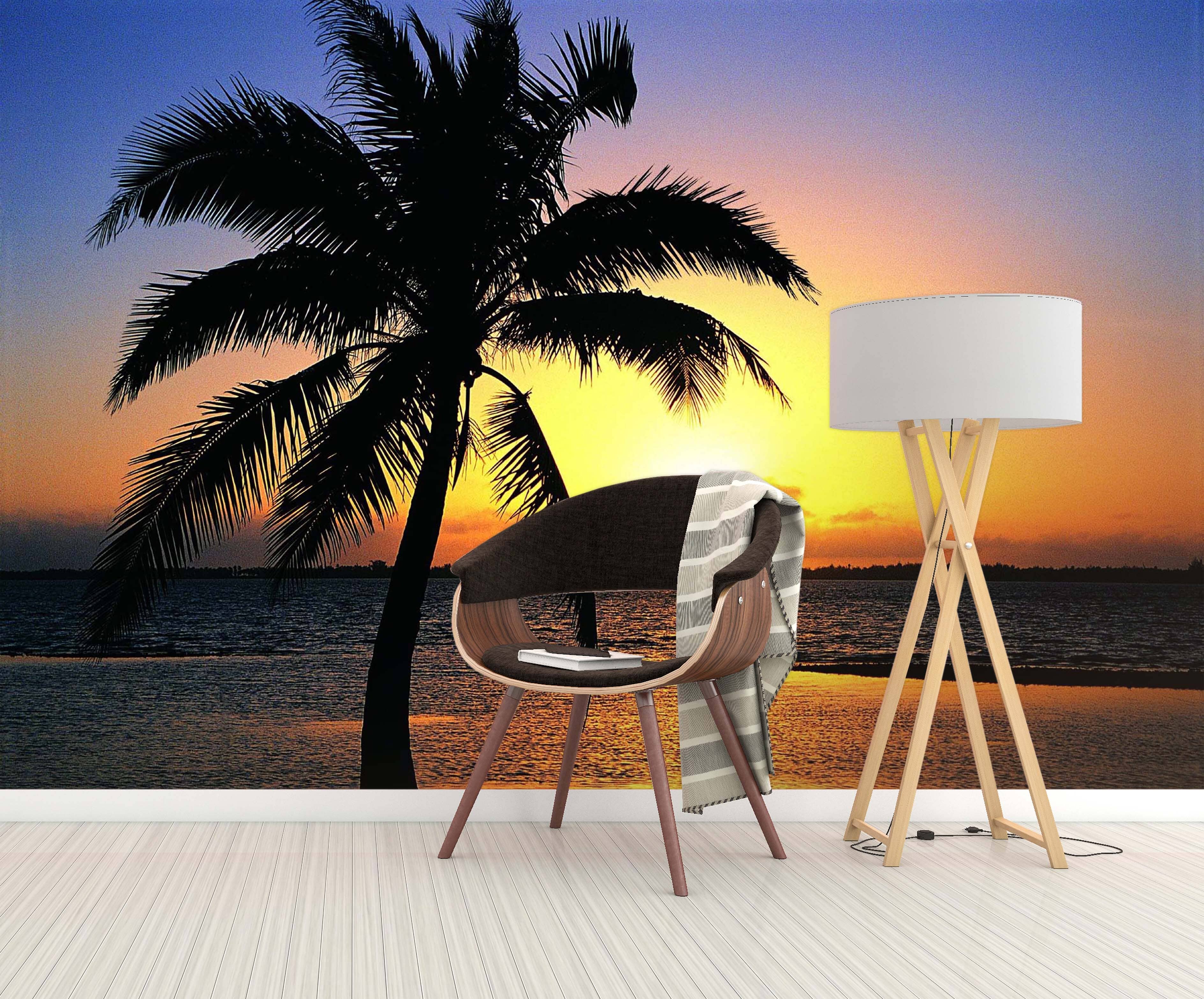3D Coconut Tree Dusk 067 Wall Murals Wallpaper AJ Wallpaper 2