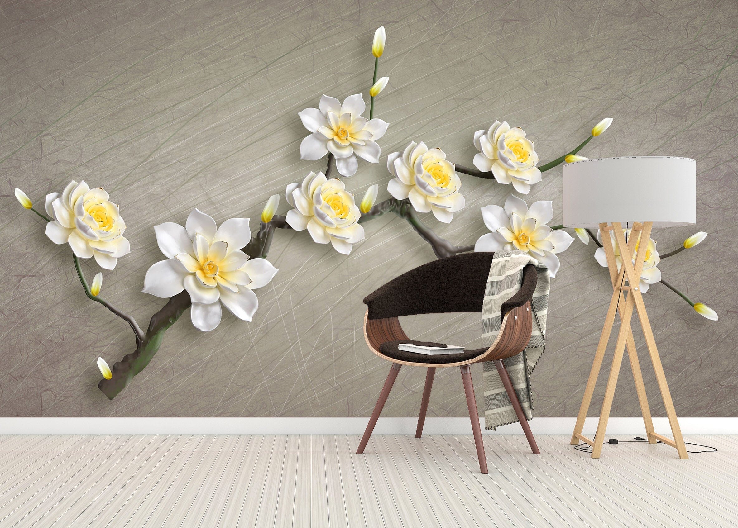3D White Flowers 1465 Wall Murals Wallpaper AJ Wallpaper 2