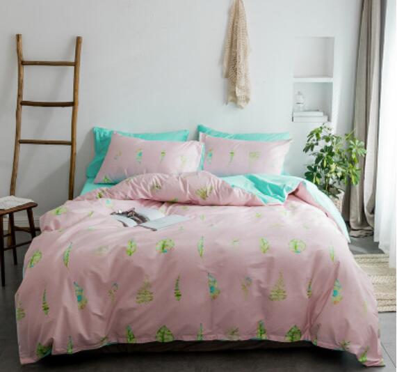 3D Green Leaves On Pink Background 14144 Bed Pillowcases Quilt