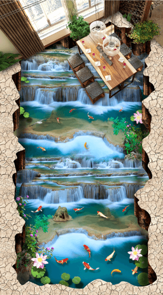 3D Water Curtains Floor Mural Wallpaper AJ Wallpaper 2 