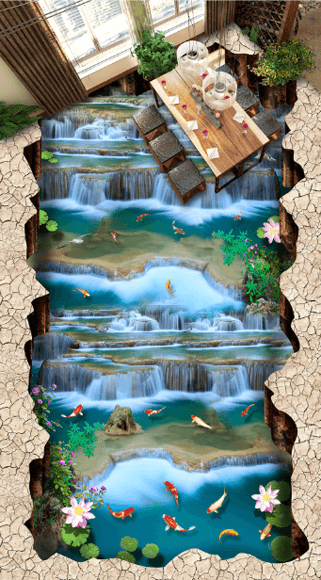3D Water Curtains Floor Mural Wallpaper AJ Wallpaper 2