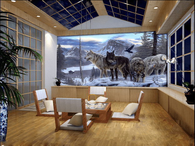 3D Eagle Wolf 031 Wallpaper AJ Wallpaper