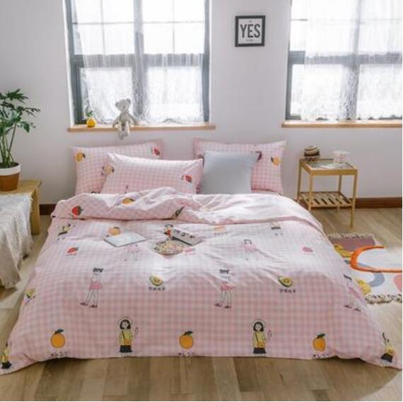 3D Pink Plaid Girl Orange 15003 Bed Pillowcases Quilt