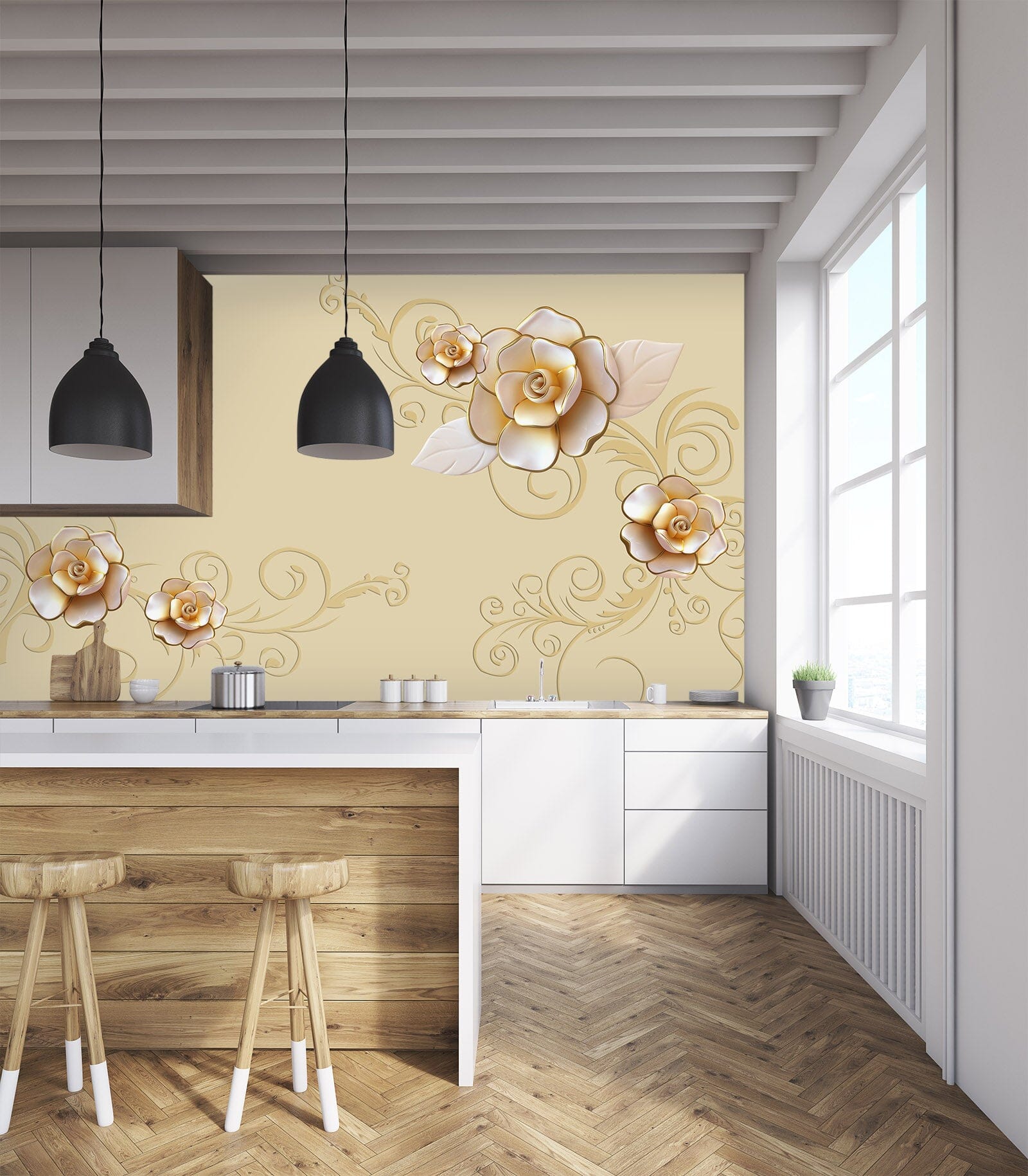 3D Leaf Flower 1519 Wall Murals Wallpaper AJ Wallpaper 2