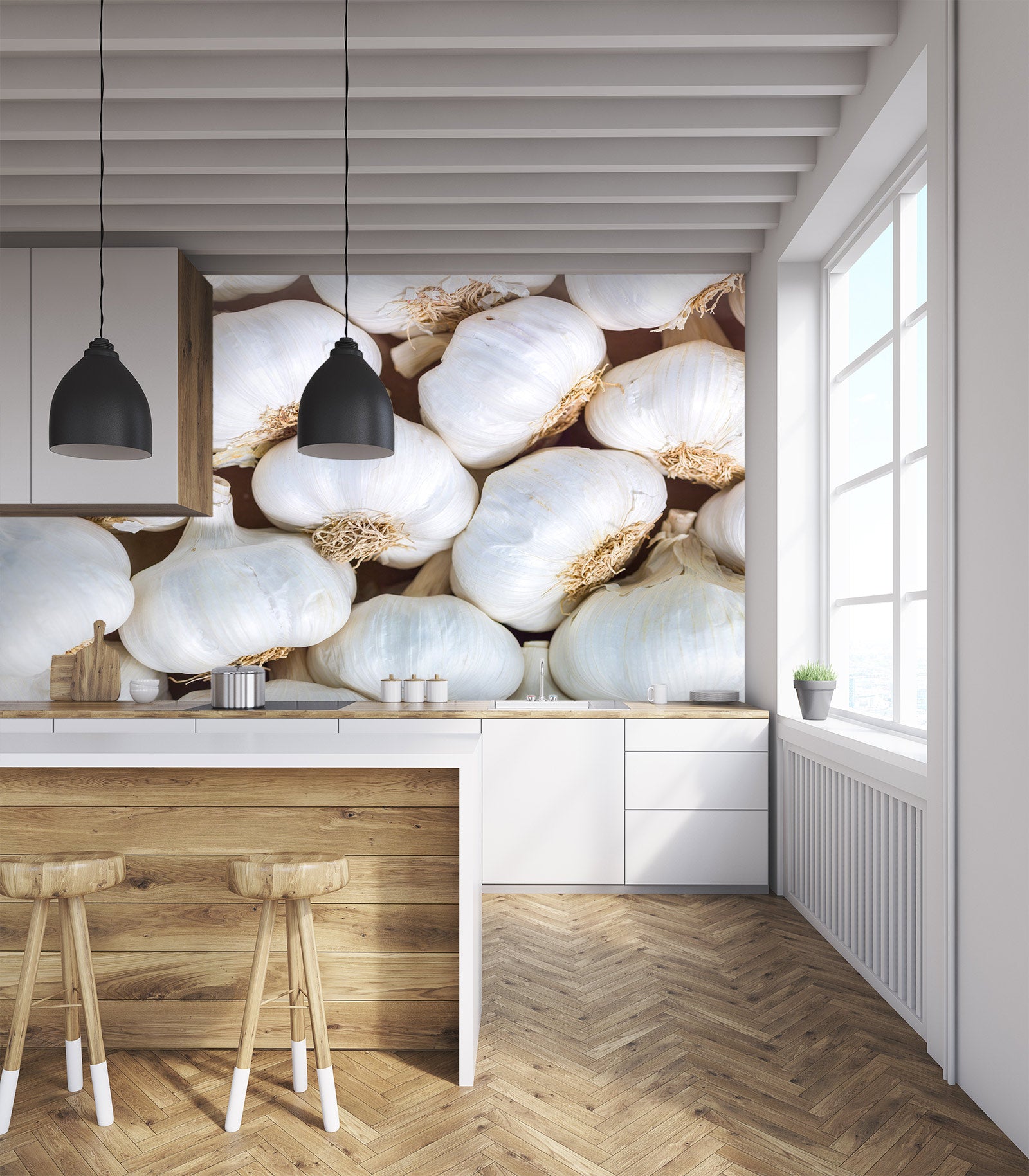 3D White Garlic 6257 Assaf Frank Wall Mural Wall Murals