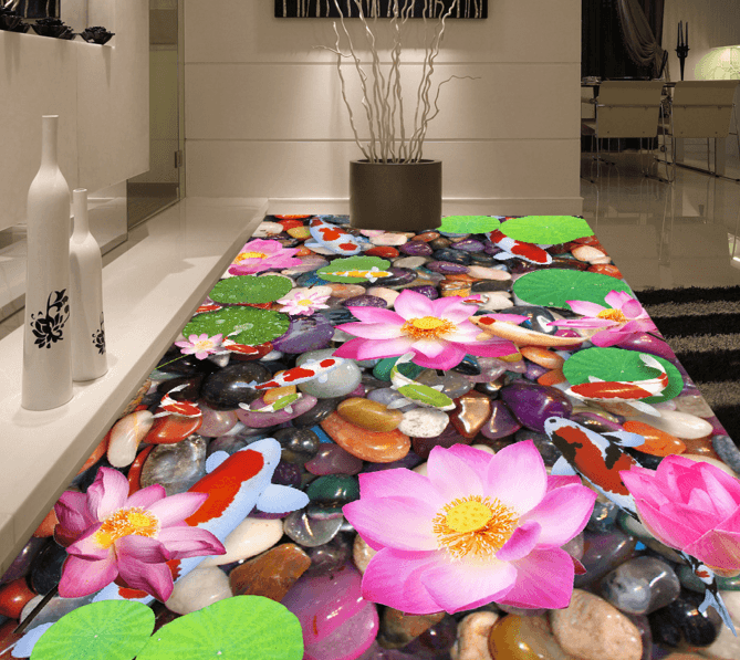 3D Lotus 193 Floor Mural Wallpaper AJ Wallpaper 2