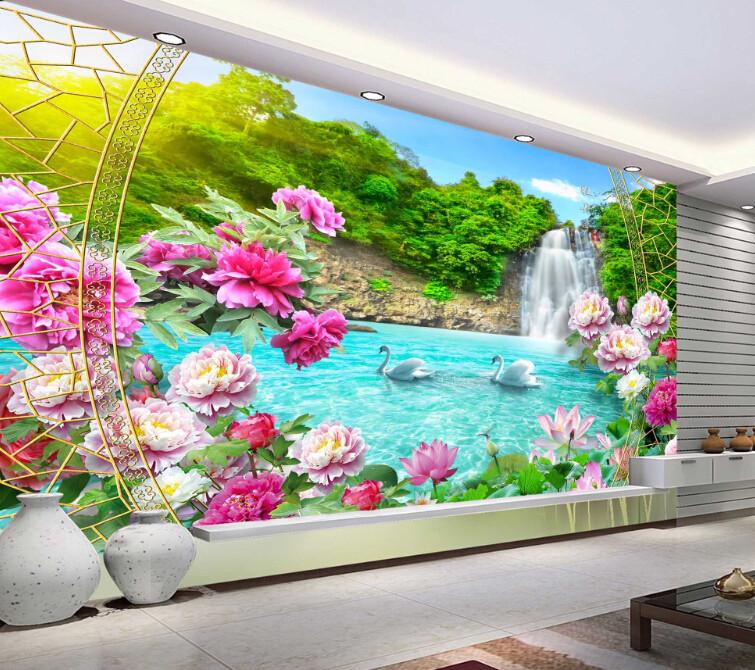 Poetic Landscape Flowers Wallpaper AJ Wallpaper 1
