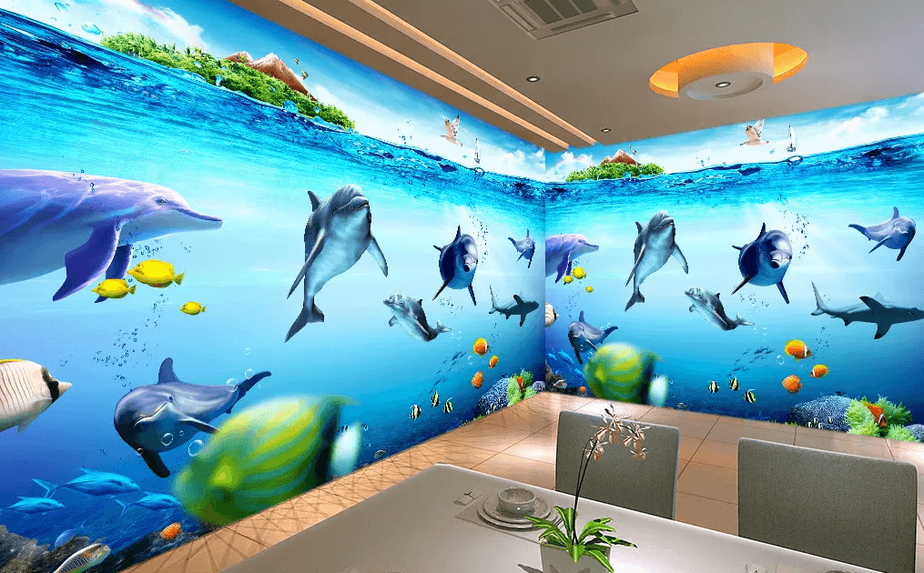 3D Dolphin Group Rainbow 41 Wallpaper AJ Wallpaper 2