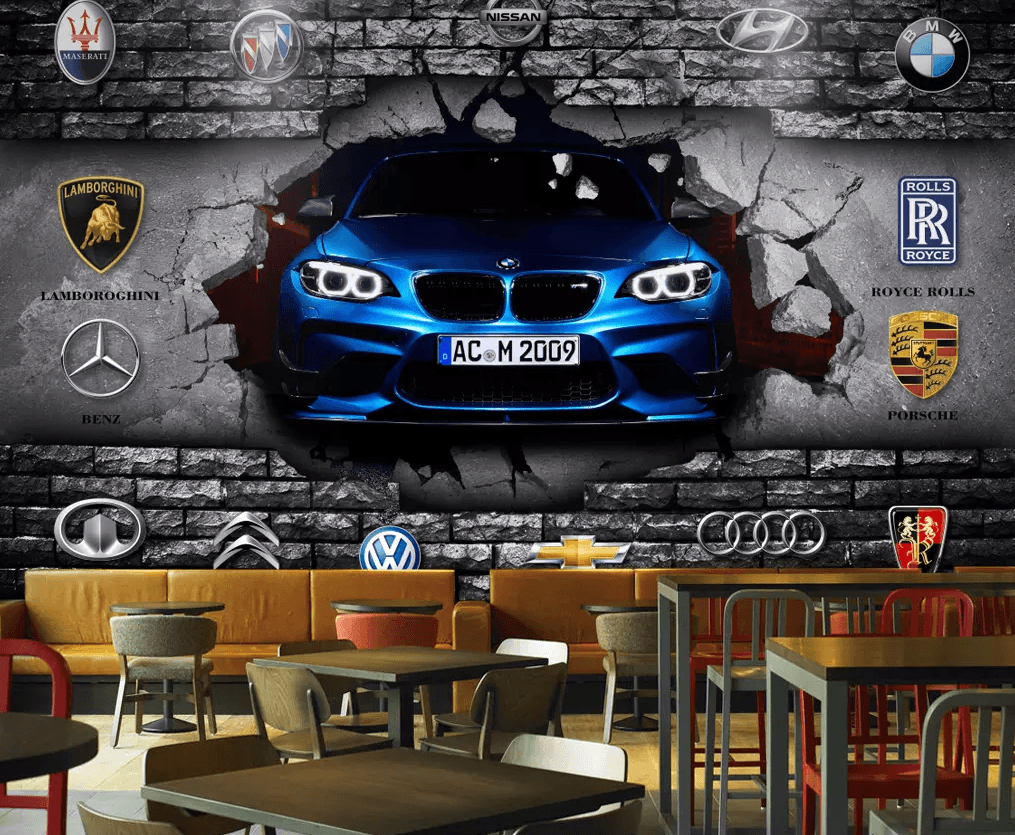 3D Broken Wall Car Sign 273 Wallpaper AJ Wallpaper 2