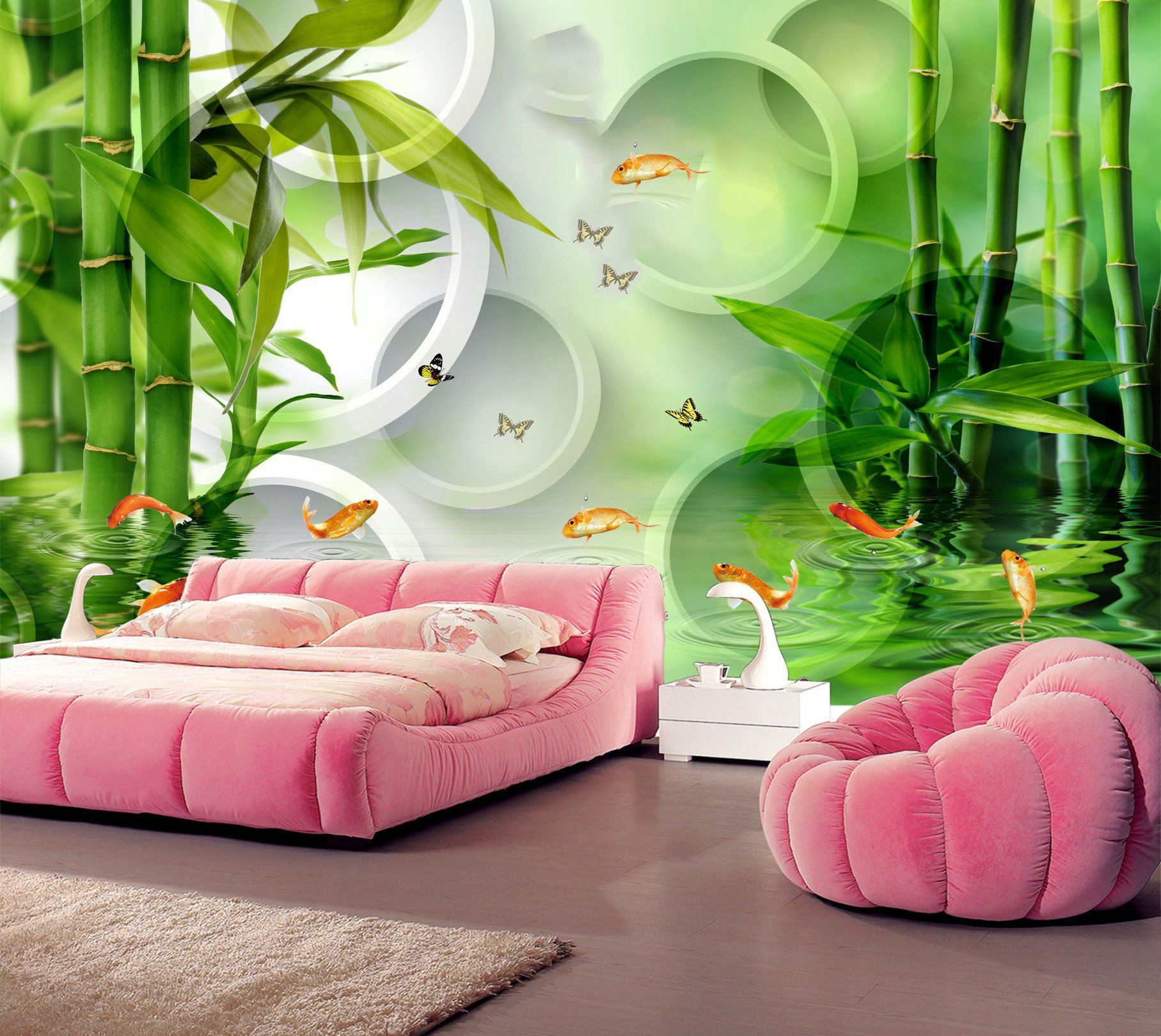 3D Bamboo Forest Fish 284 Wallpaper AJ Wallpaper