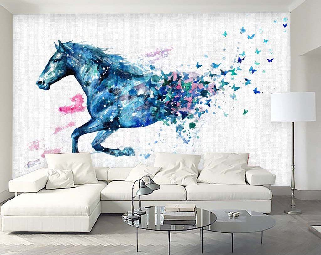 3D Blue Horse 223 Wall Murals Wallpaper AJ Wallpaper 2