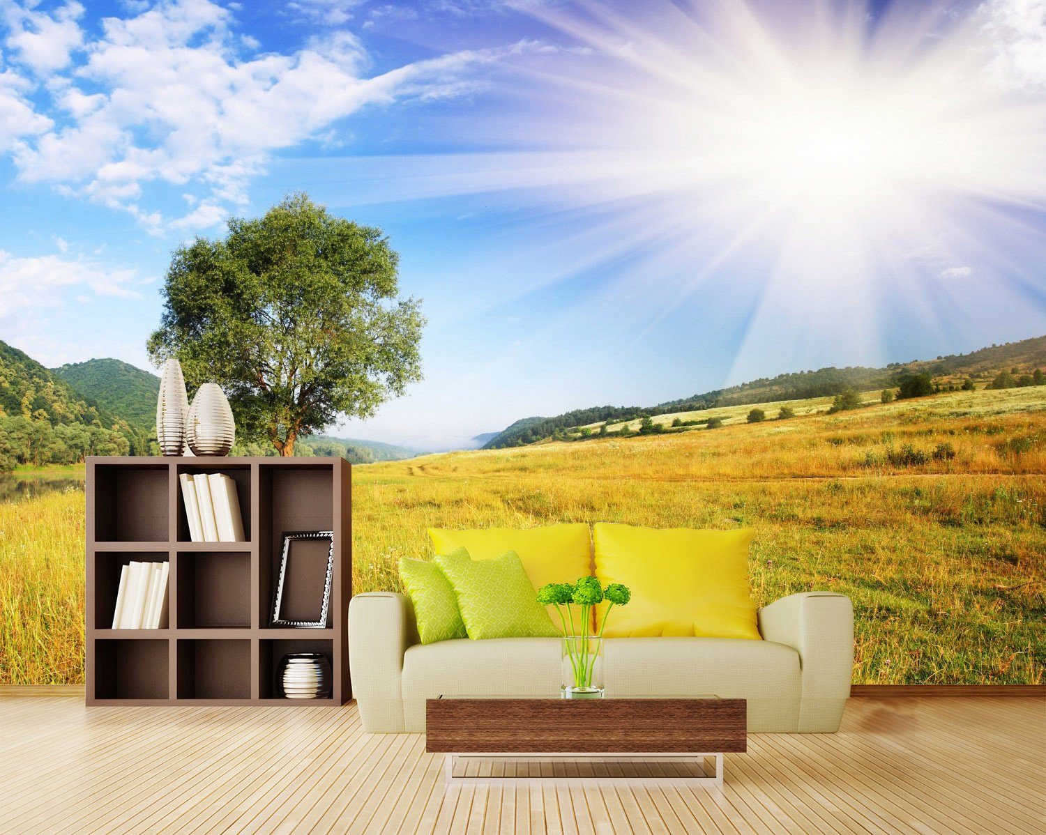 3D Sunshine Wild Tree Grassland 76 Wallpaper AJ Wallpaper
