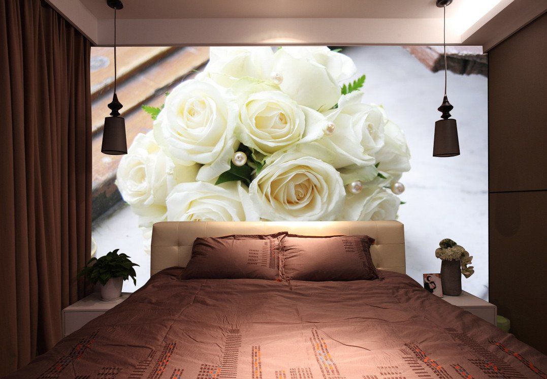 White Bouquet Wallpaper AJ Wallpaper