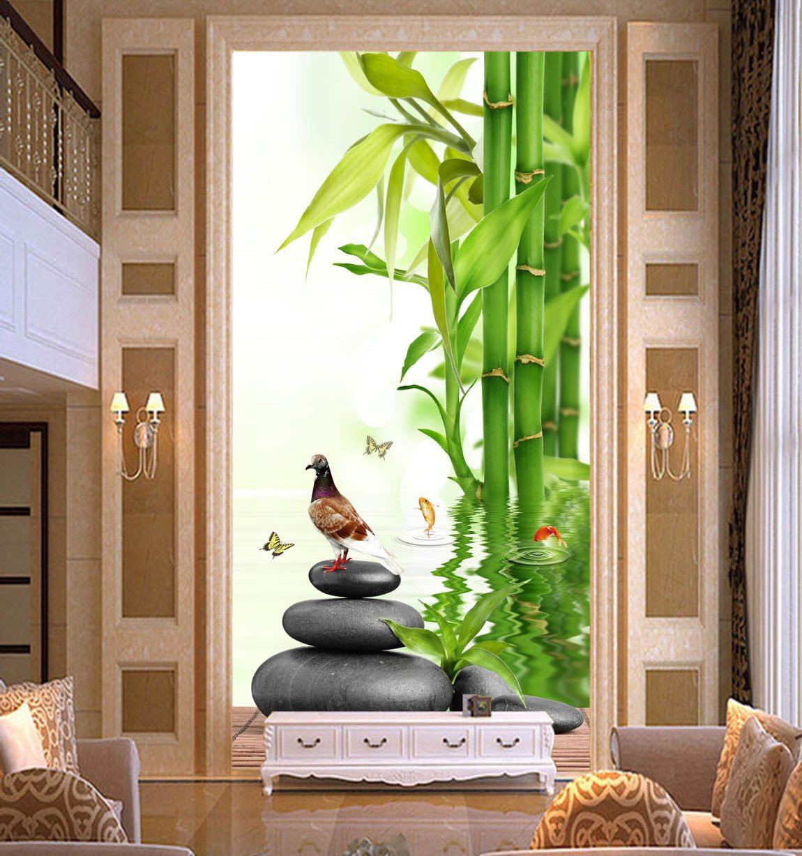 3D Bamboo Fores Butterfly 371 Wallpaper AJ Wallpaper