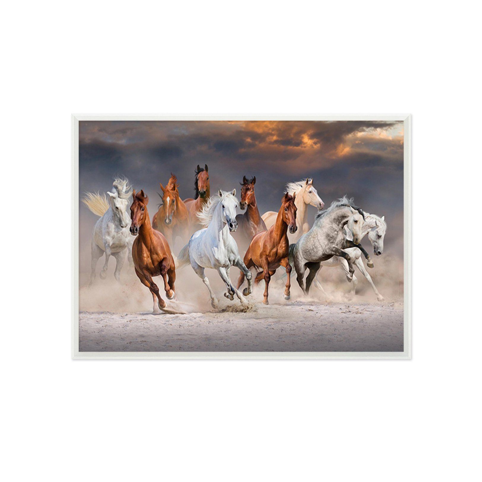 3D Running Horses 057 Fake Framed Print Painting Wallpaper AJ Creativity Home