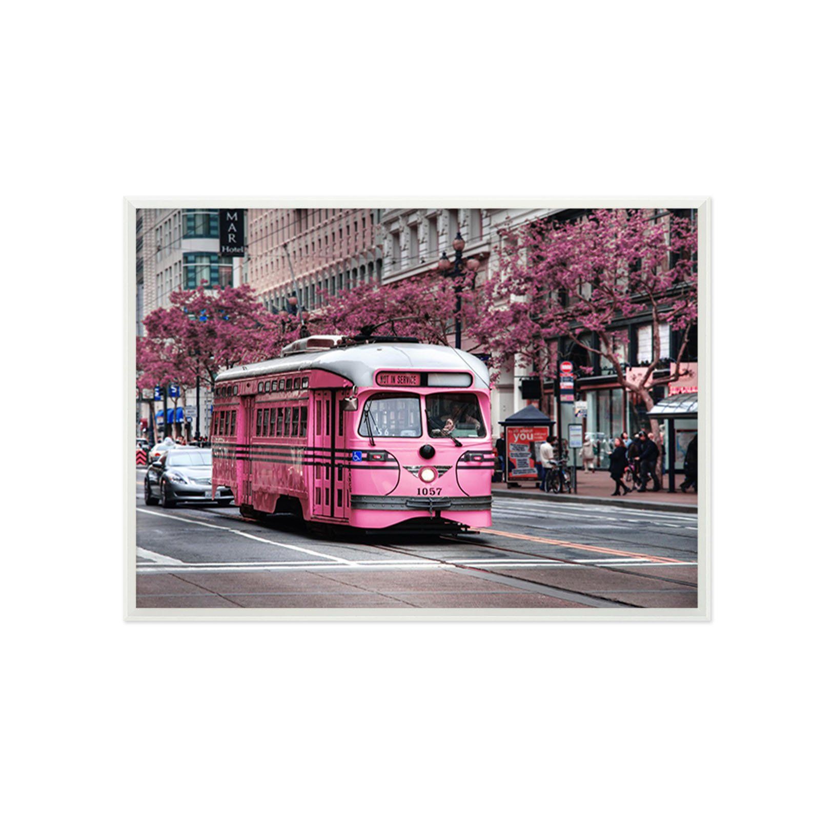 3D Red Bus 027 Fake Framed Print Painting Wallpaper AJ Creativity Home