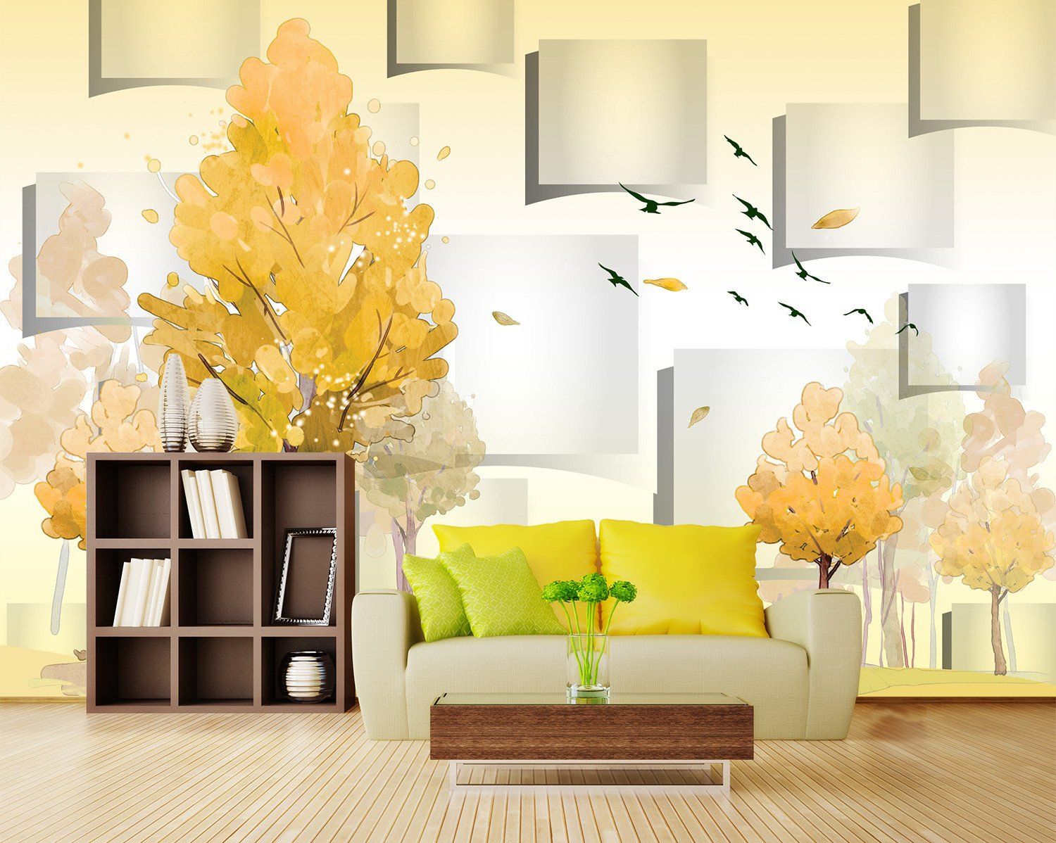 3D Yellow Polar Tree 284 Wallpaper AJ Wallpaper