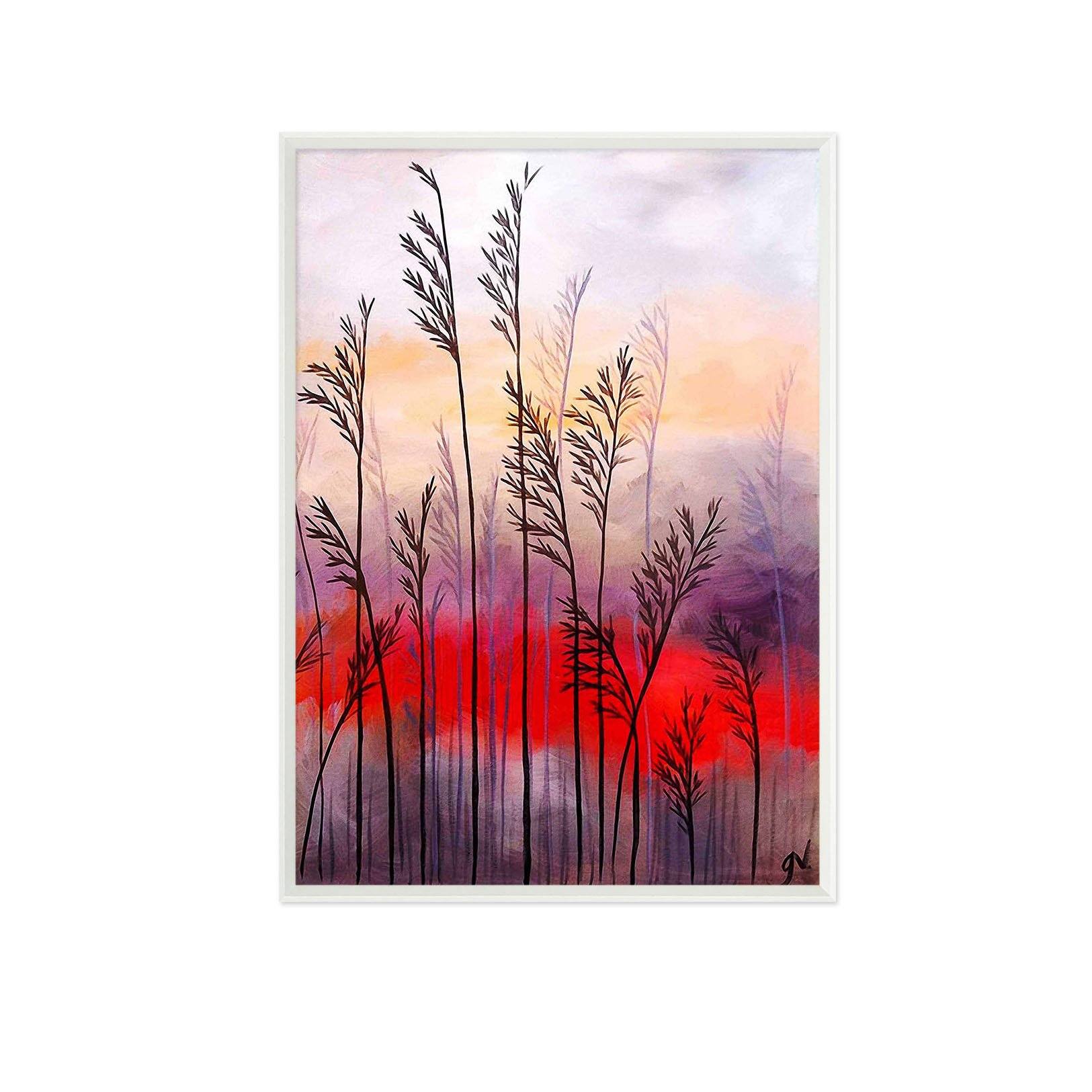 3D Wheat At Dusk 088 Fake Framed Print Painting Wallpaper AJ Creativity Home