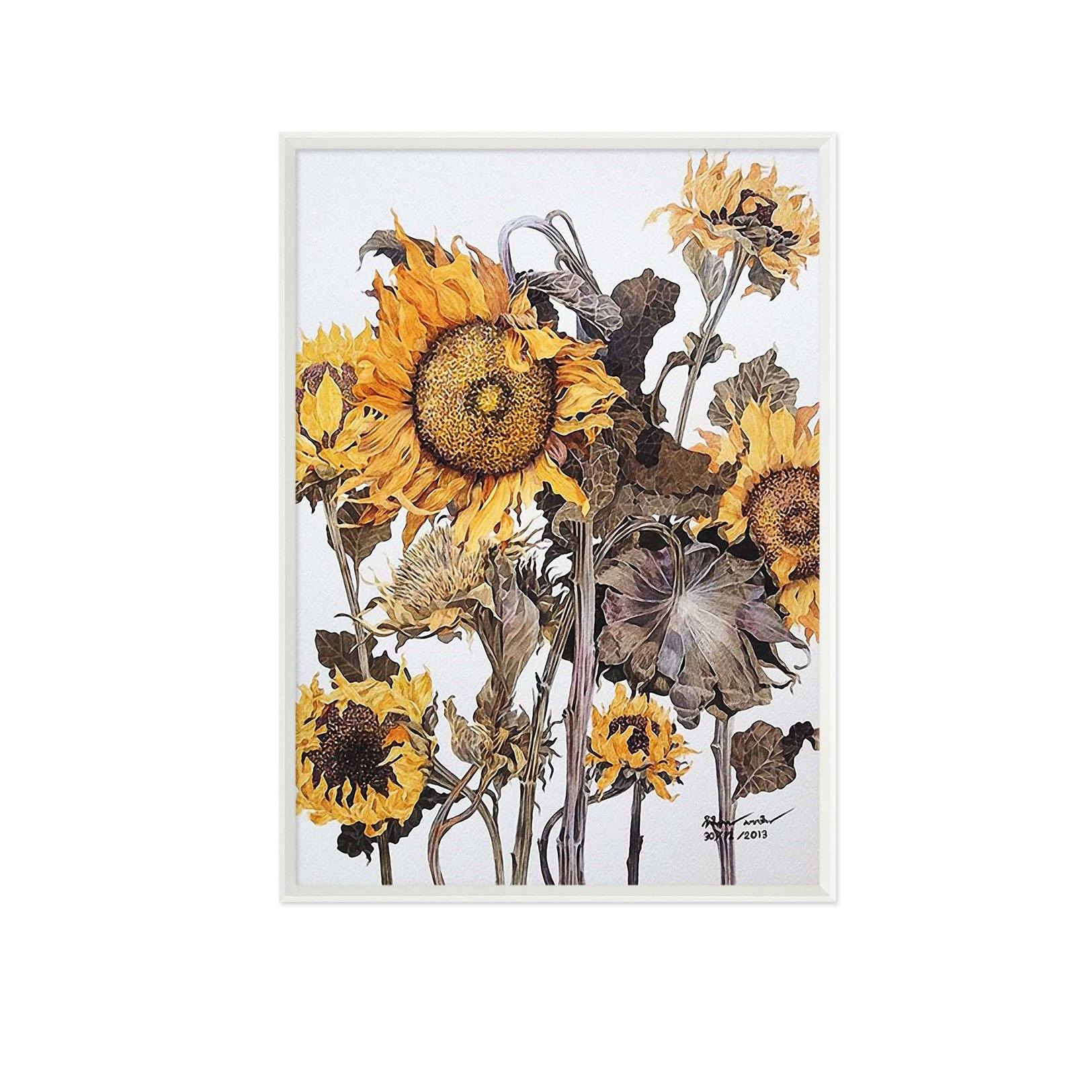 3D Withering Sunflower 091 Fake Framed Print Painting Wallpaper AJ Creativity Home