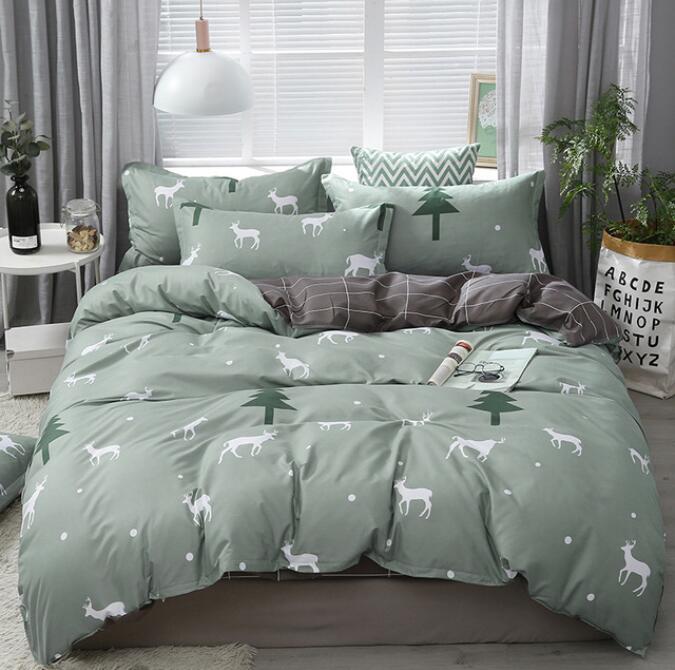 3D Green Background Deer 12147 Bed Pillowcases Quilt