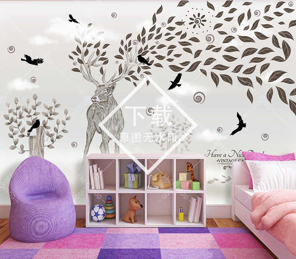 3D Cute Elk 207 Wall Murals Wallpaper AJ Wallpaper 2
