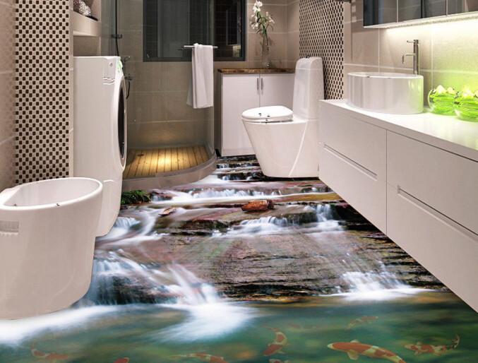 3D Mountain Stony Stream Floor Mural Wallpaper AJ Wallpaper 2