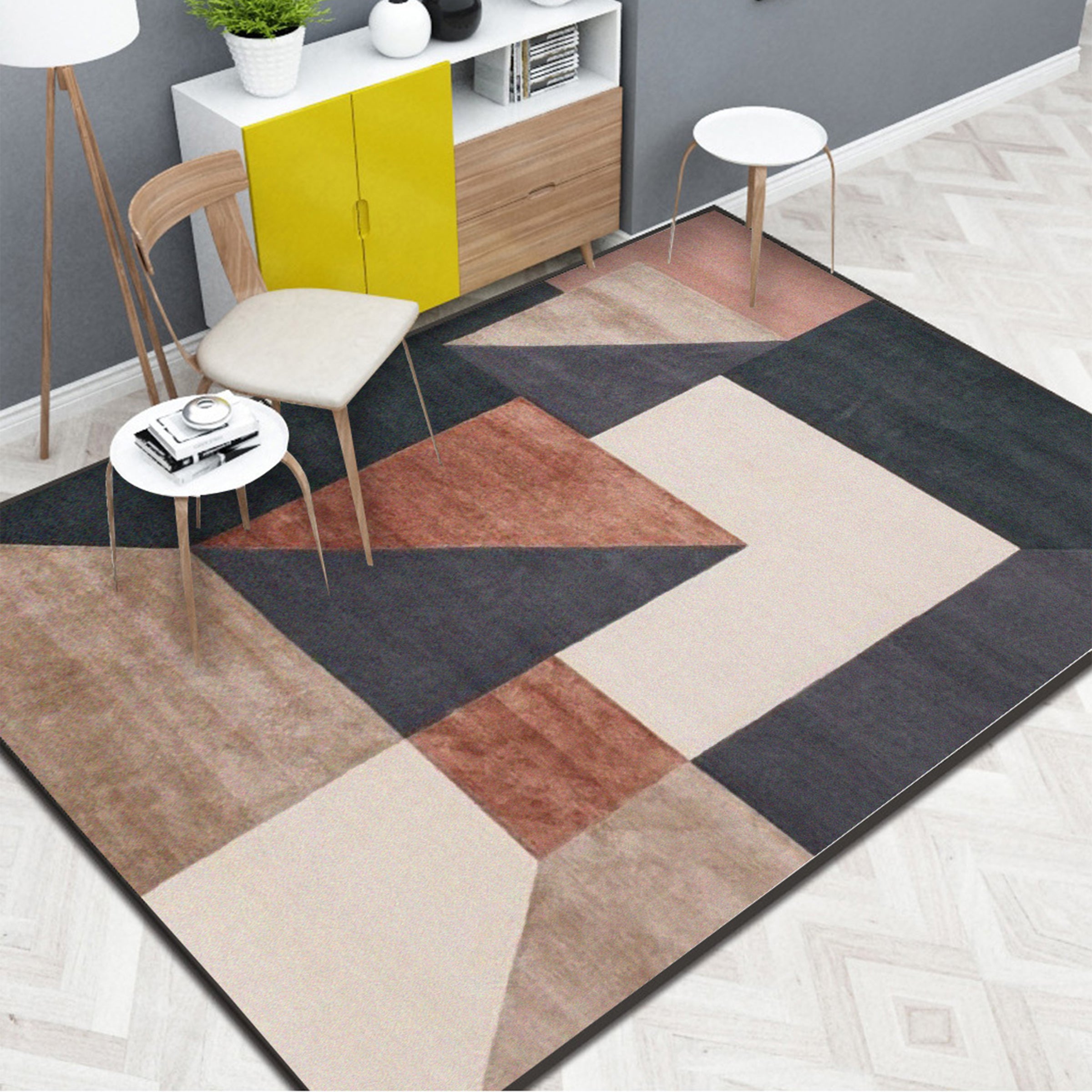 3D Color Geometry WG133 Non Slip Rug Mat Mat AJ Creativity Home