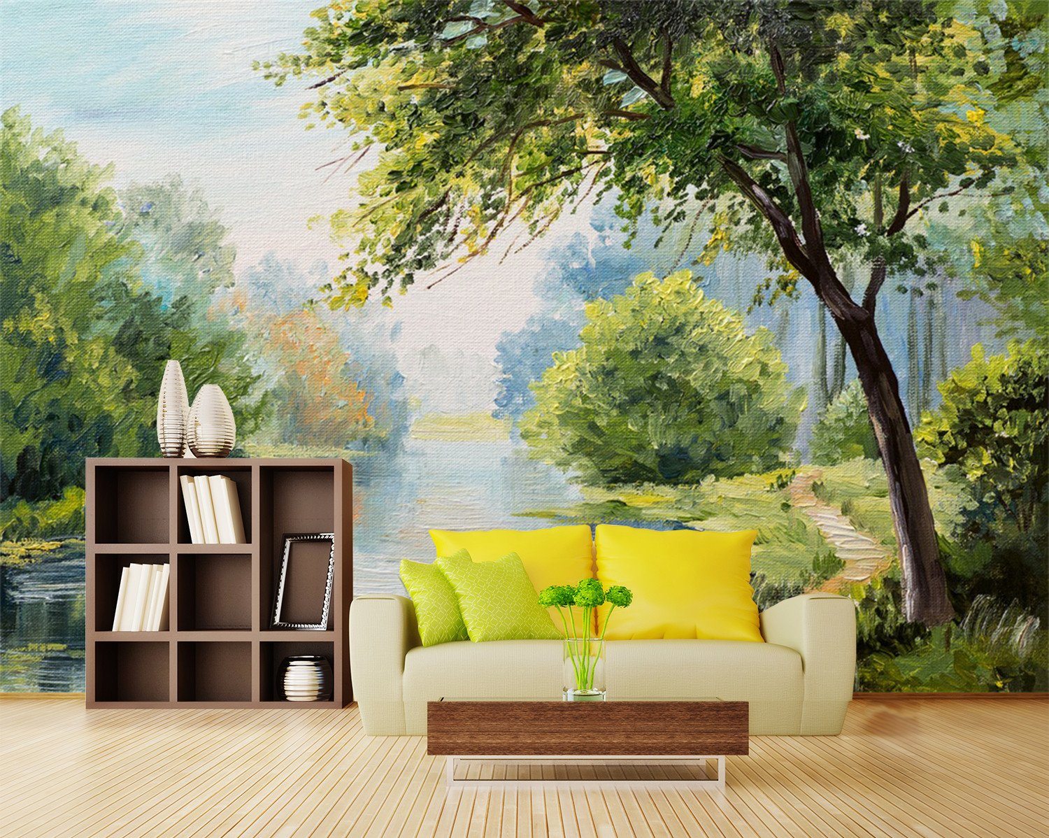 3D Green Tree Jungle River 63 Wallpaper AJ Wallpaper