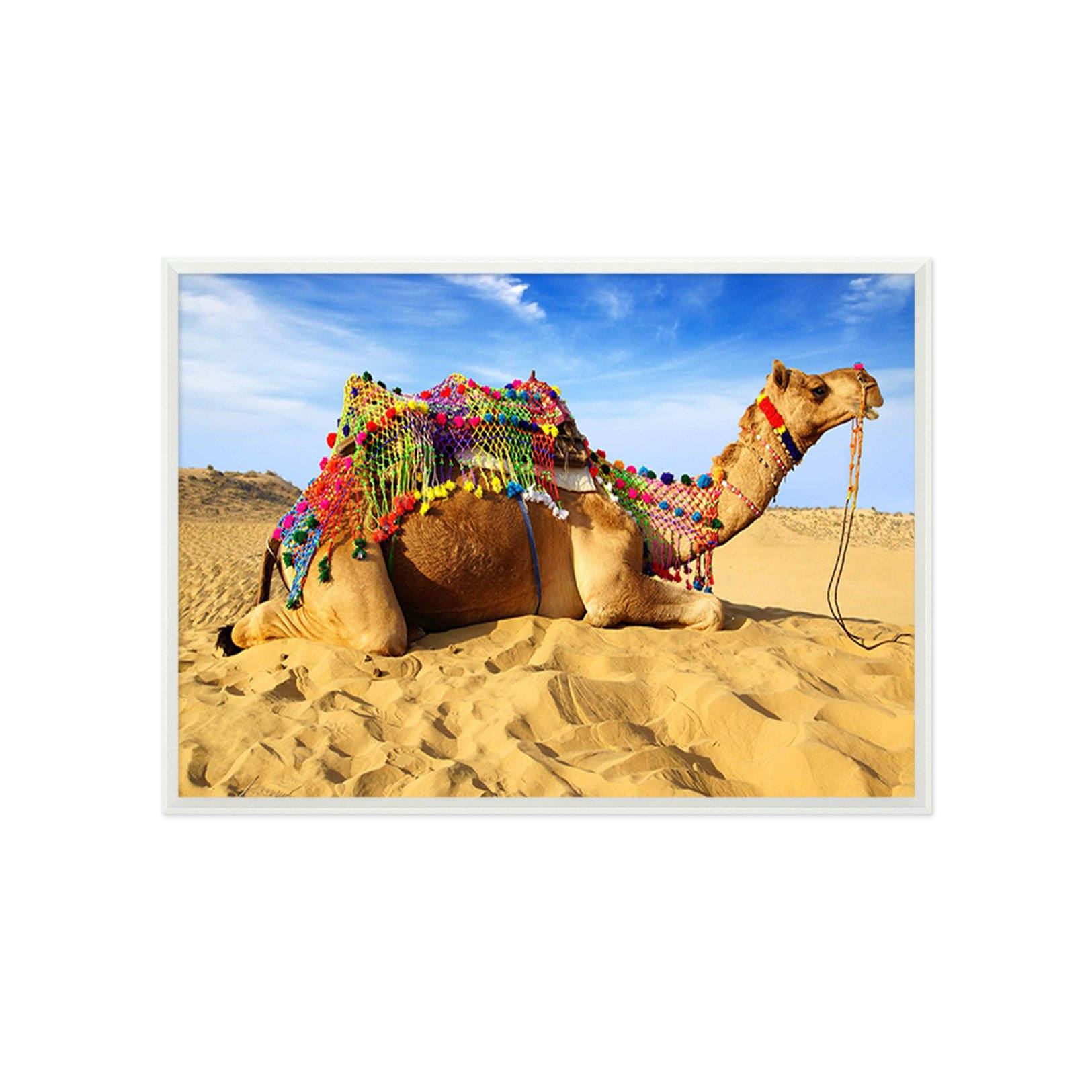 3D Relaxing Camel 058 Fake Framed Print Painting Wallpaper AJ Creativity Home