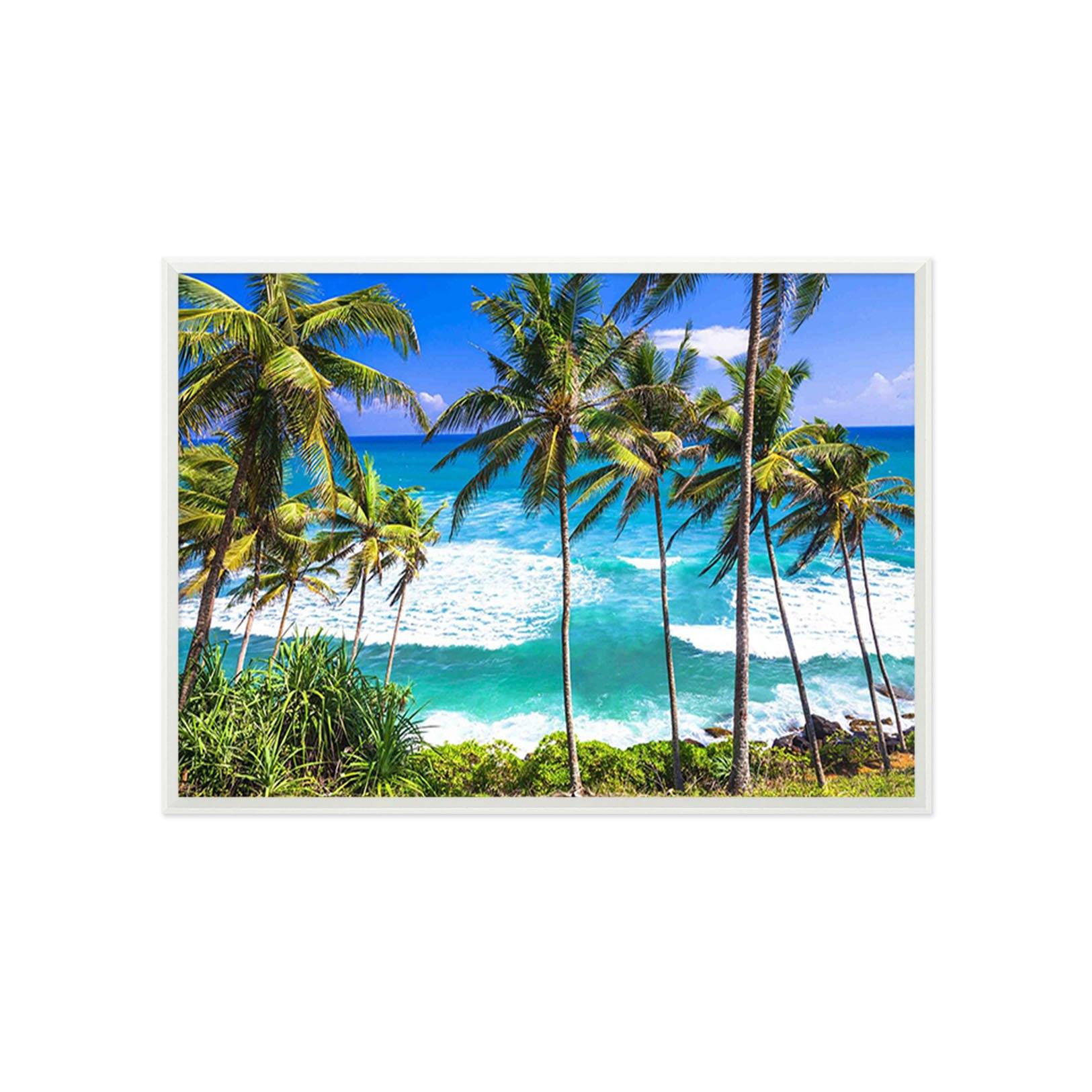 3D Sea Coconut Tree 006 Fake Framed Print Painting Wallpaper AJ Creativity Home