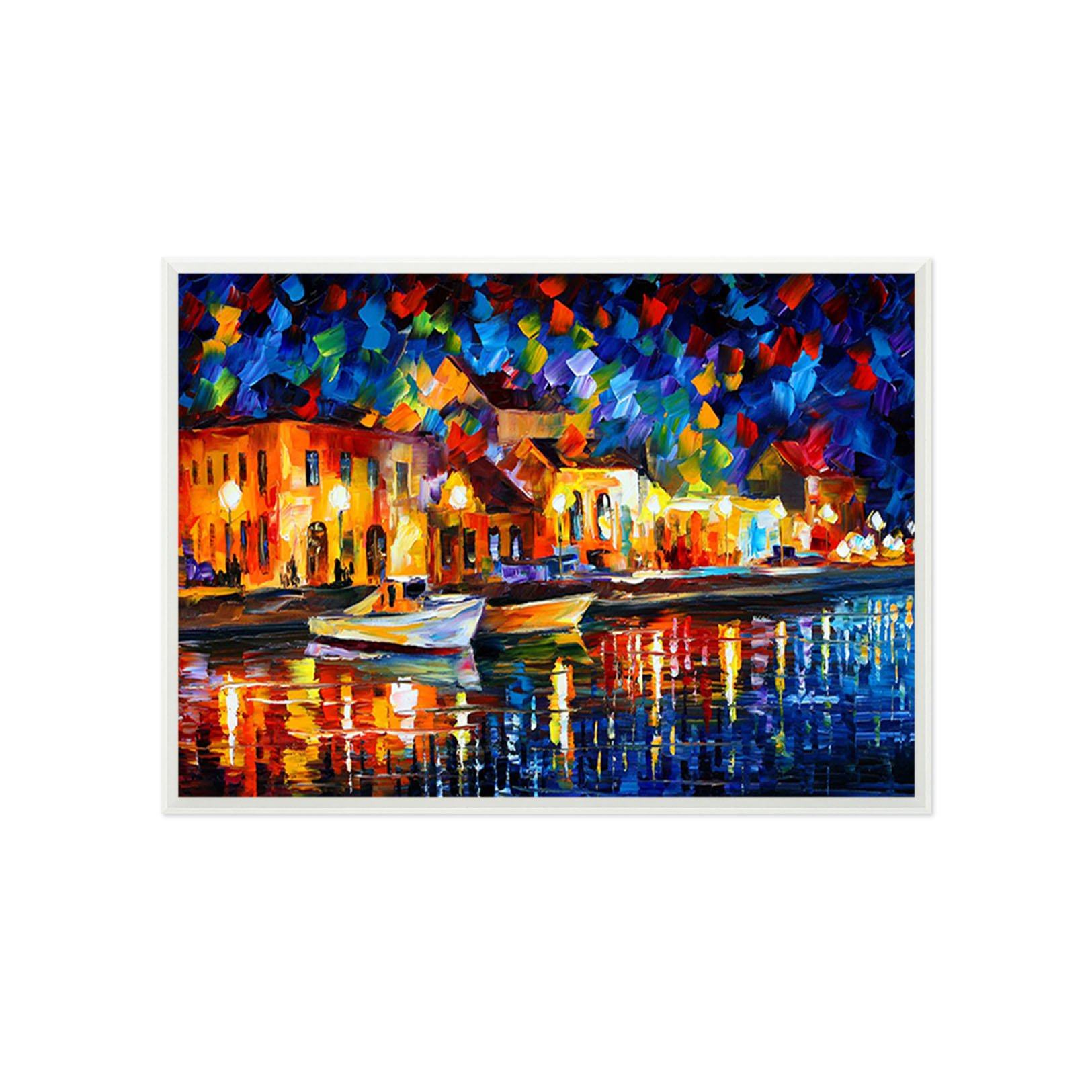 3D Boat Docked 026 Fake Framed Print Painting Wallpaper AJ Creativity Home