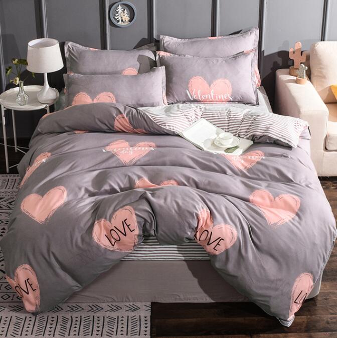 3D Brown Ground Pink Love 13095 Bed Pillowcases Quilt