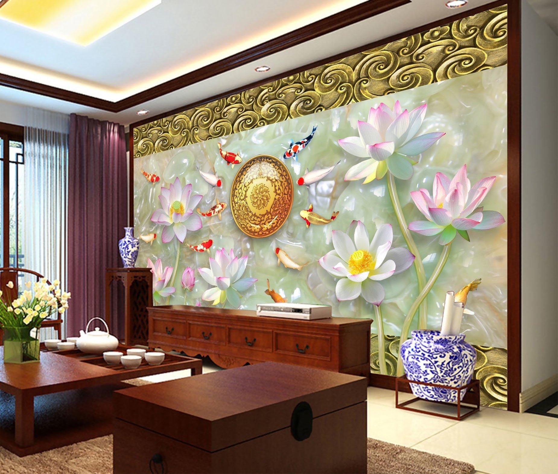 3D Lotus Bloom 309 Wallpaper AJ Wallpaper