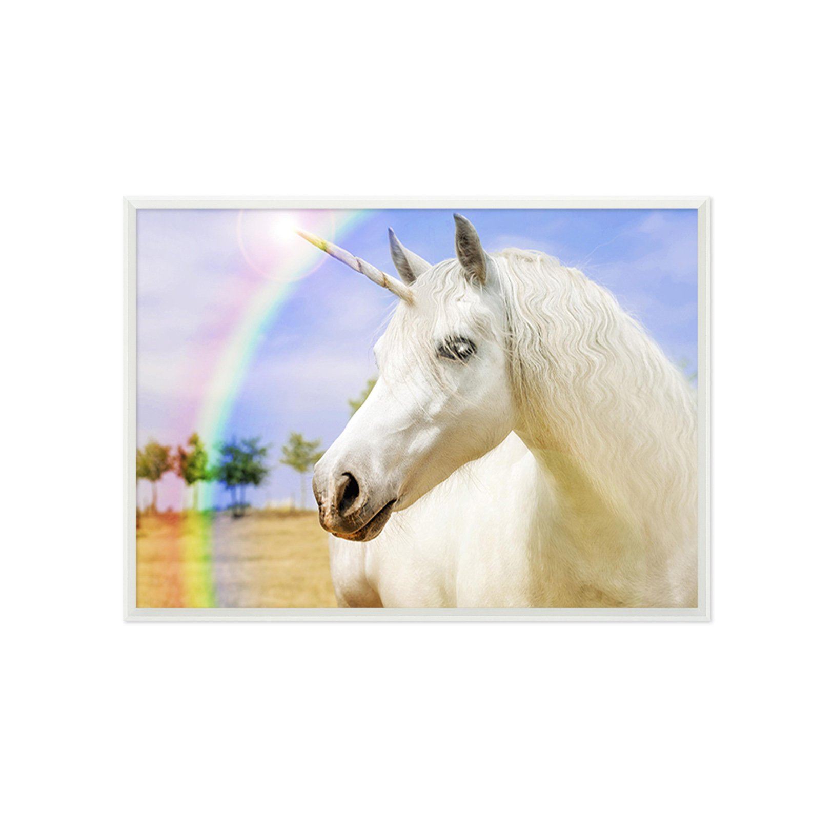 3D White Unicorn 056 Fake Framed Print Painting Wallpaper AJ Creativity Home