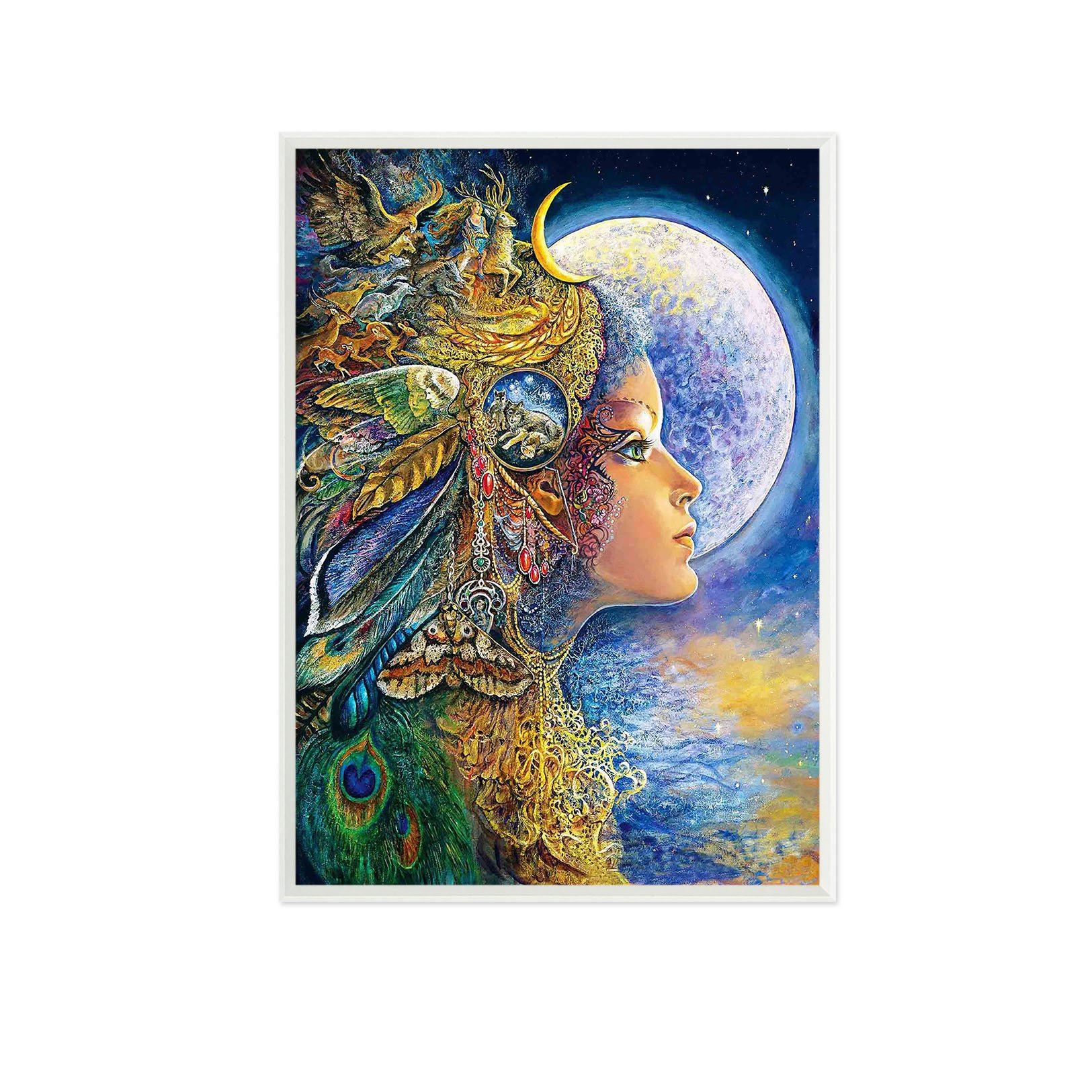 3D Moon Woman 102 Fake Framed Print Painting Wallpaper AJ Creativity Home