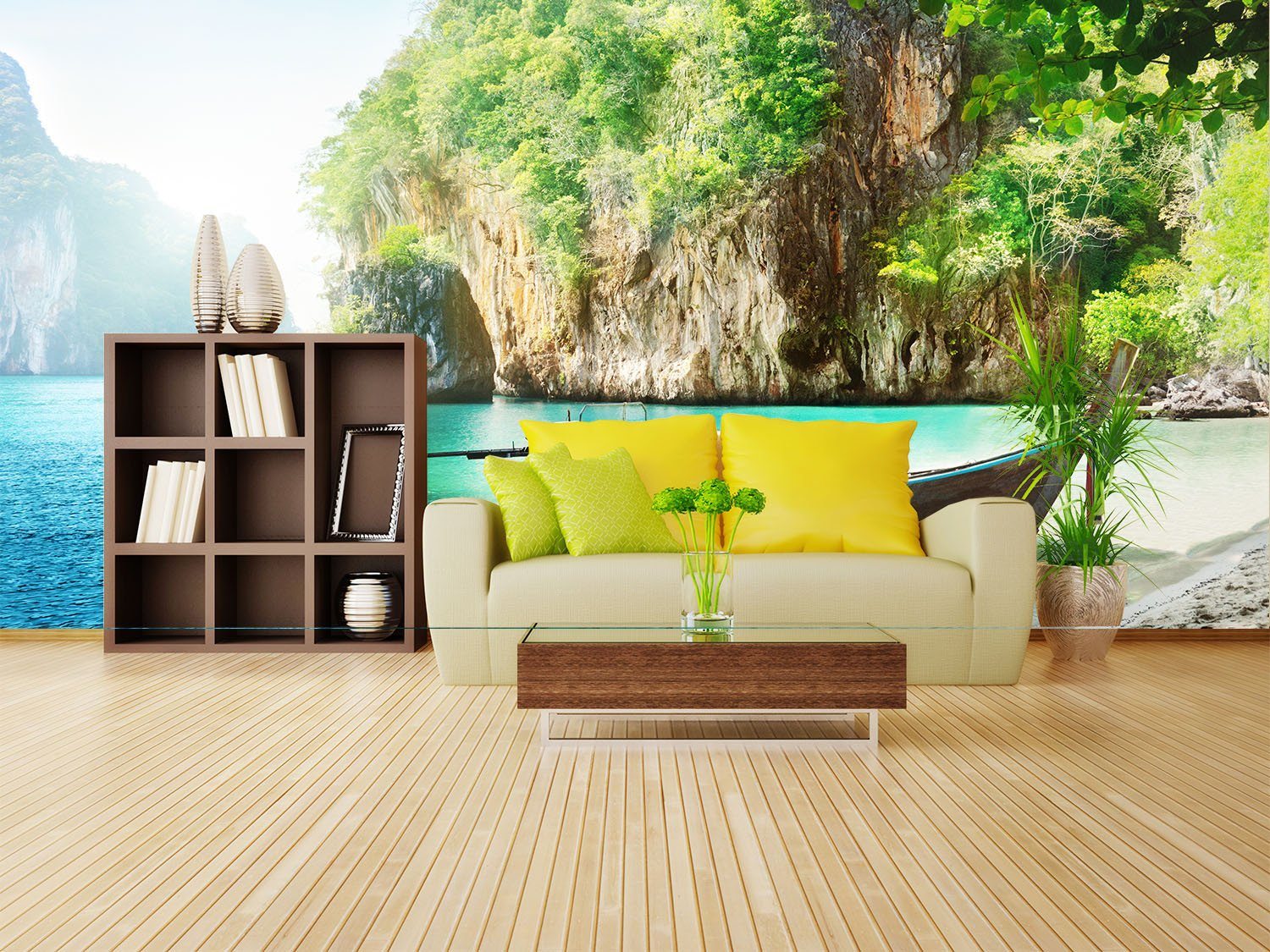 Seaside Fishing Boat Wallpaper AJ Wallpaper