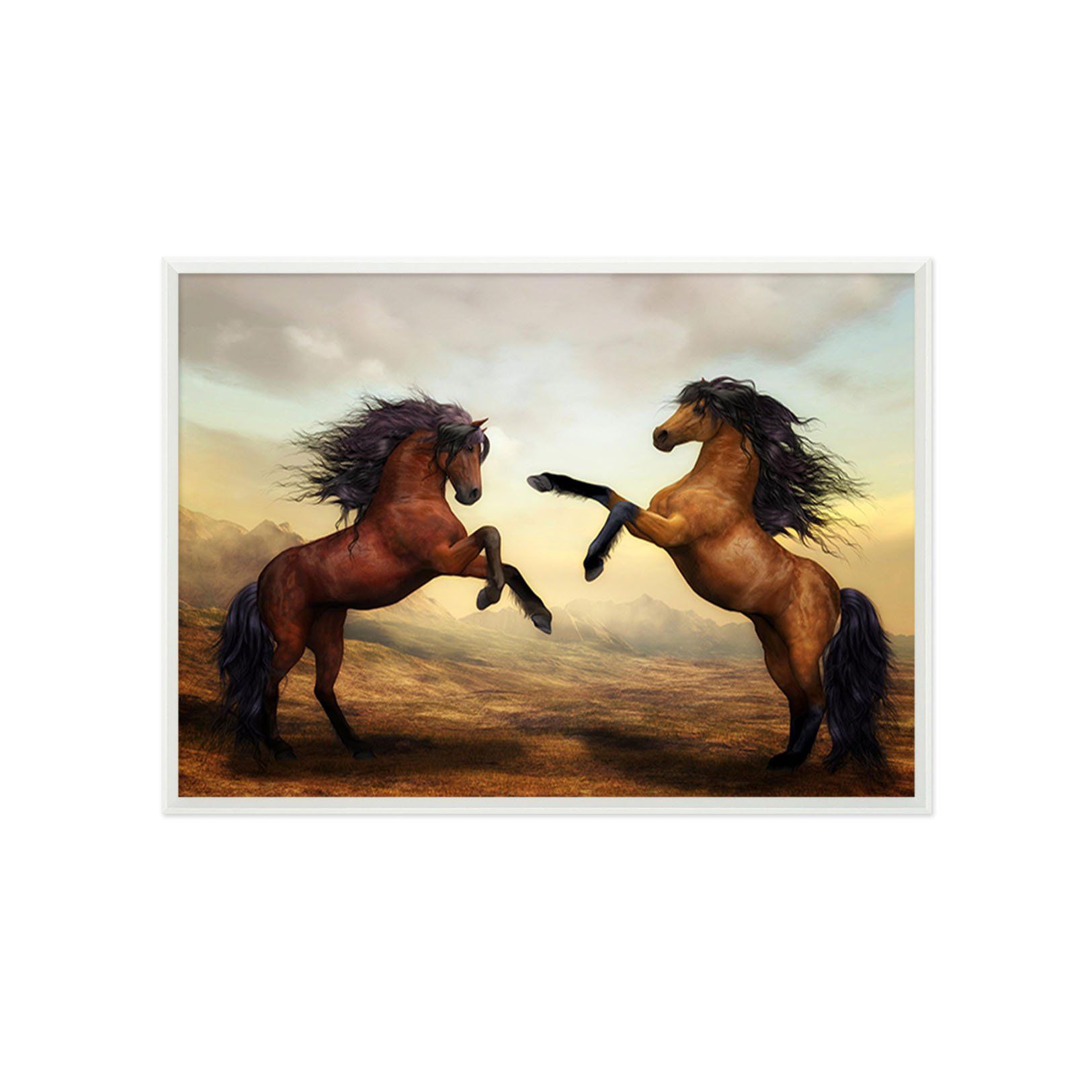 3D Struggle Horse 122 Fake Framed Print Painting Wallpaper AJ Creativity Home