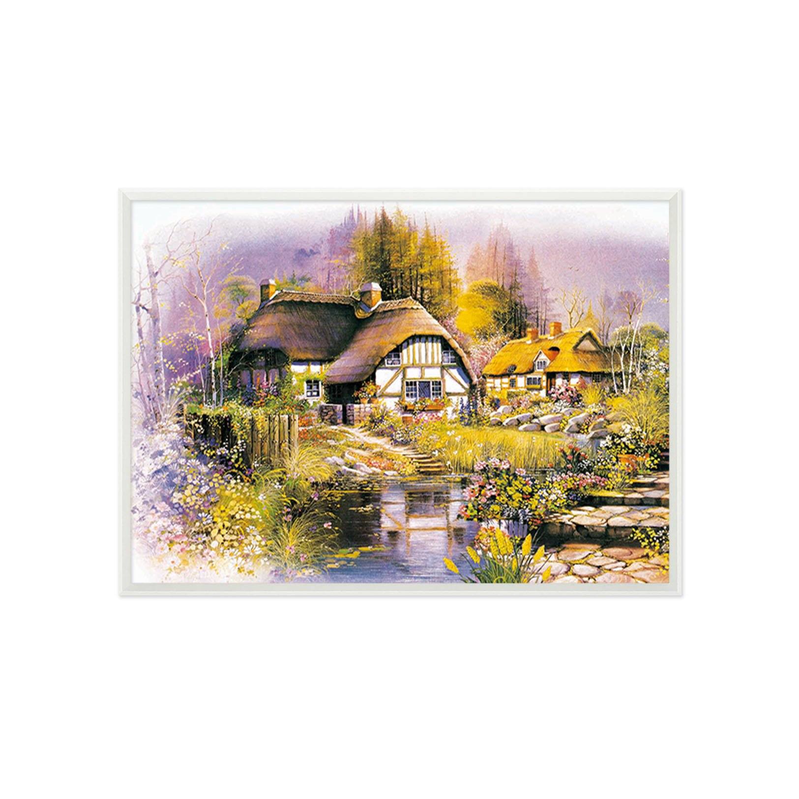 3D Thatched Cottager 021 Fake Framed Print Painting Wallpaper AJ Creativity Home