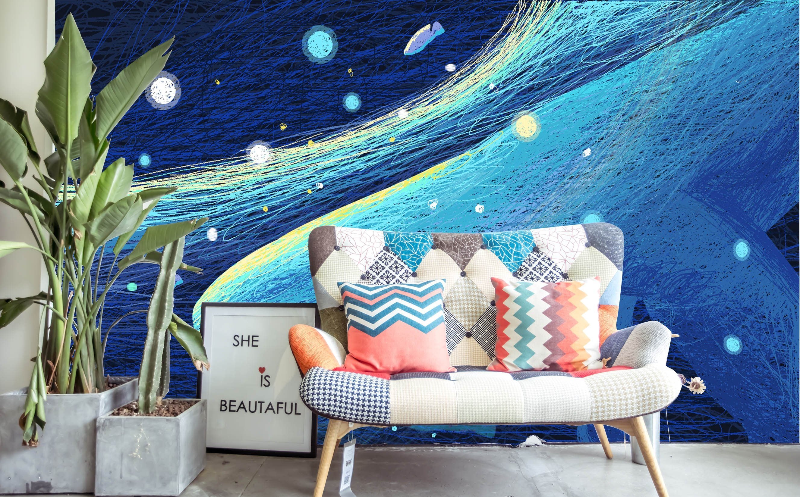 3D Blue Beach 034 Wall Murals Wallpaper AJ Wallpaper 2