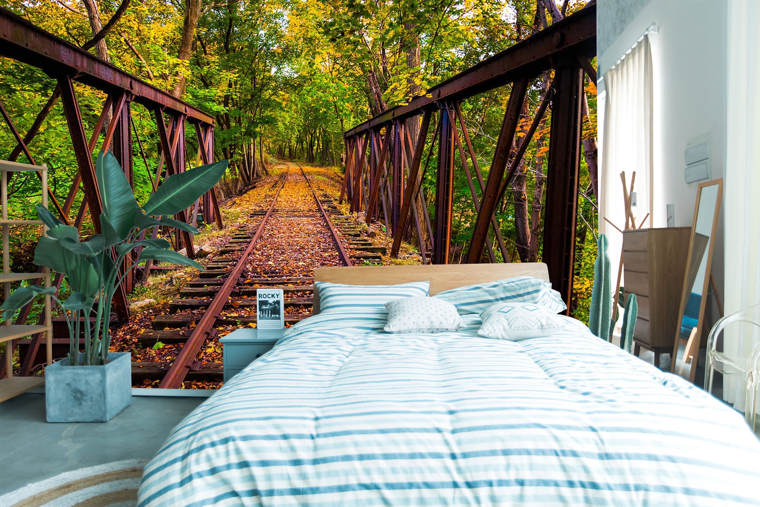 3D Forest Bridge 412 Vehicle Wall Murals