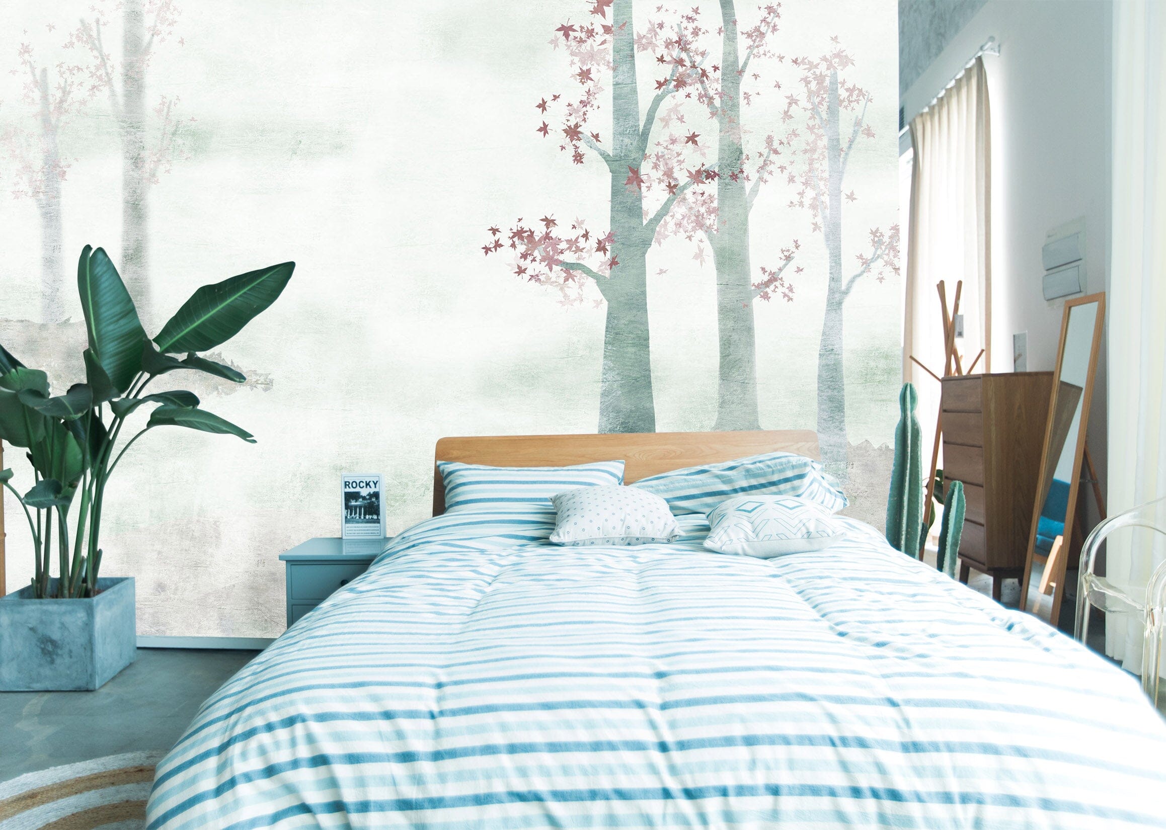 3D Hand Painted Tree White 063 Wall Murals Wallpaper AJ Wallpaper 2