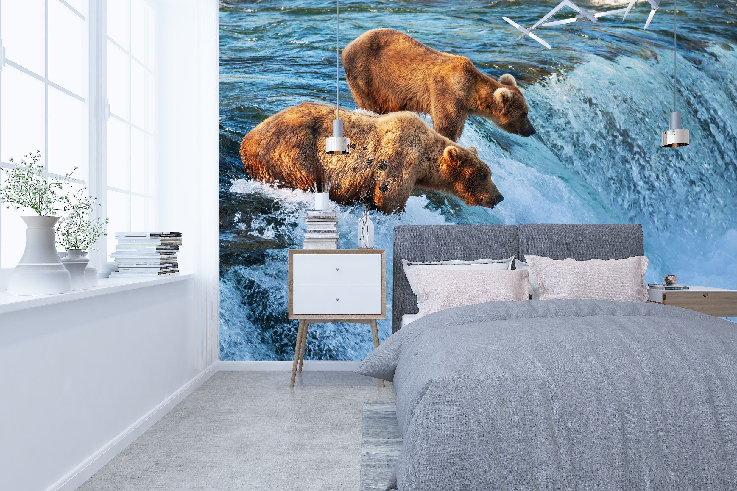 3D Brown Bear Falls 040 Wallpaper AJ Wallpaper