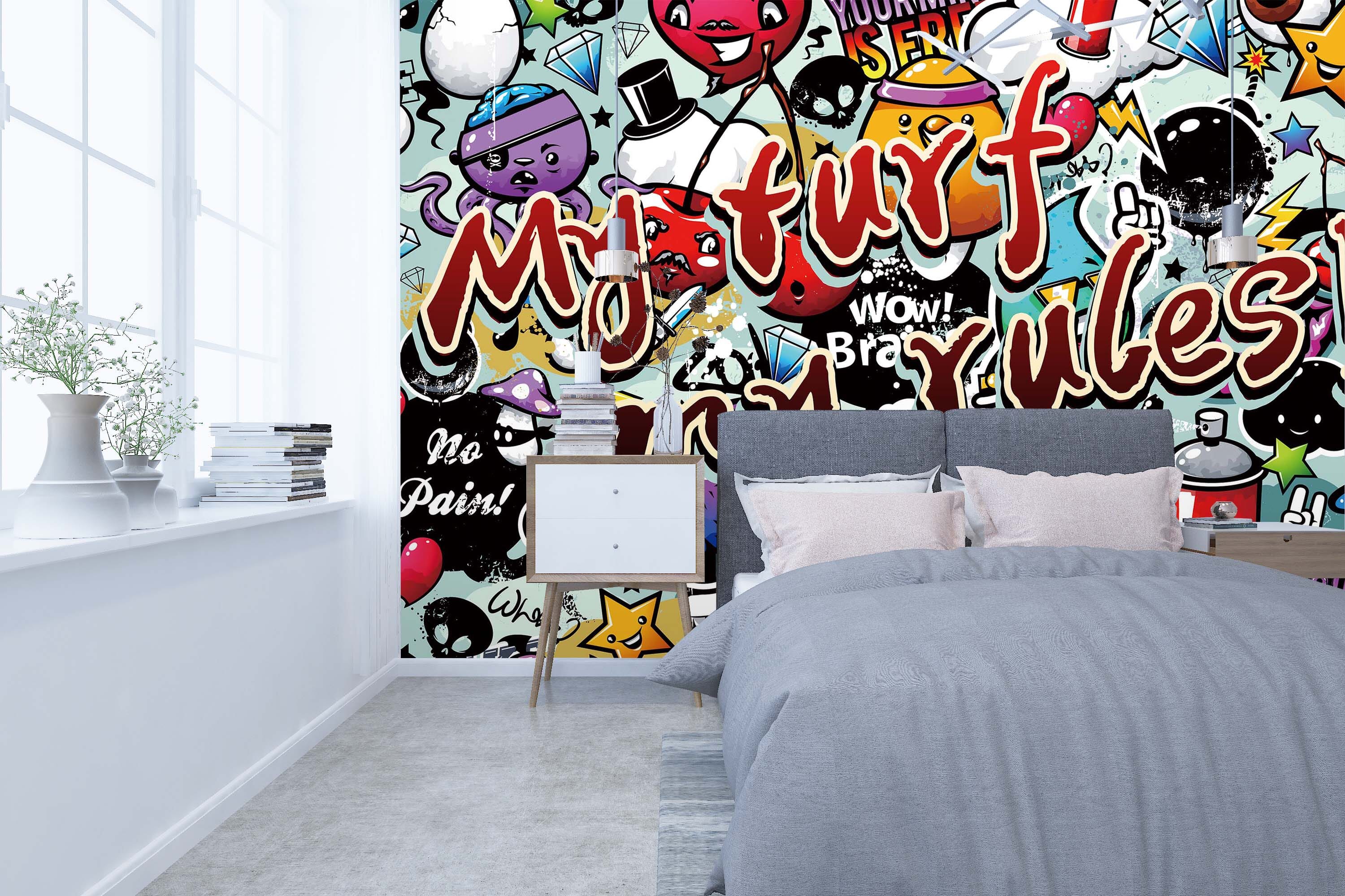 3D Graffiti Cartoon 156 Wall Murals Wallpaper AJ Wallpaper 2