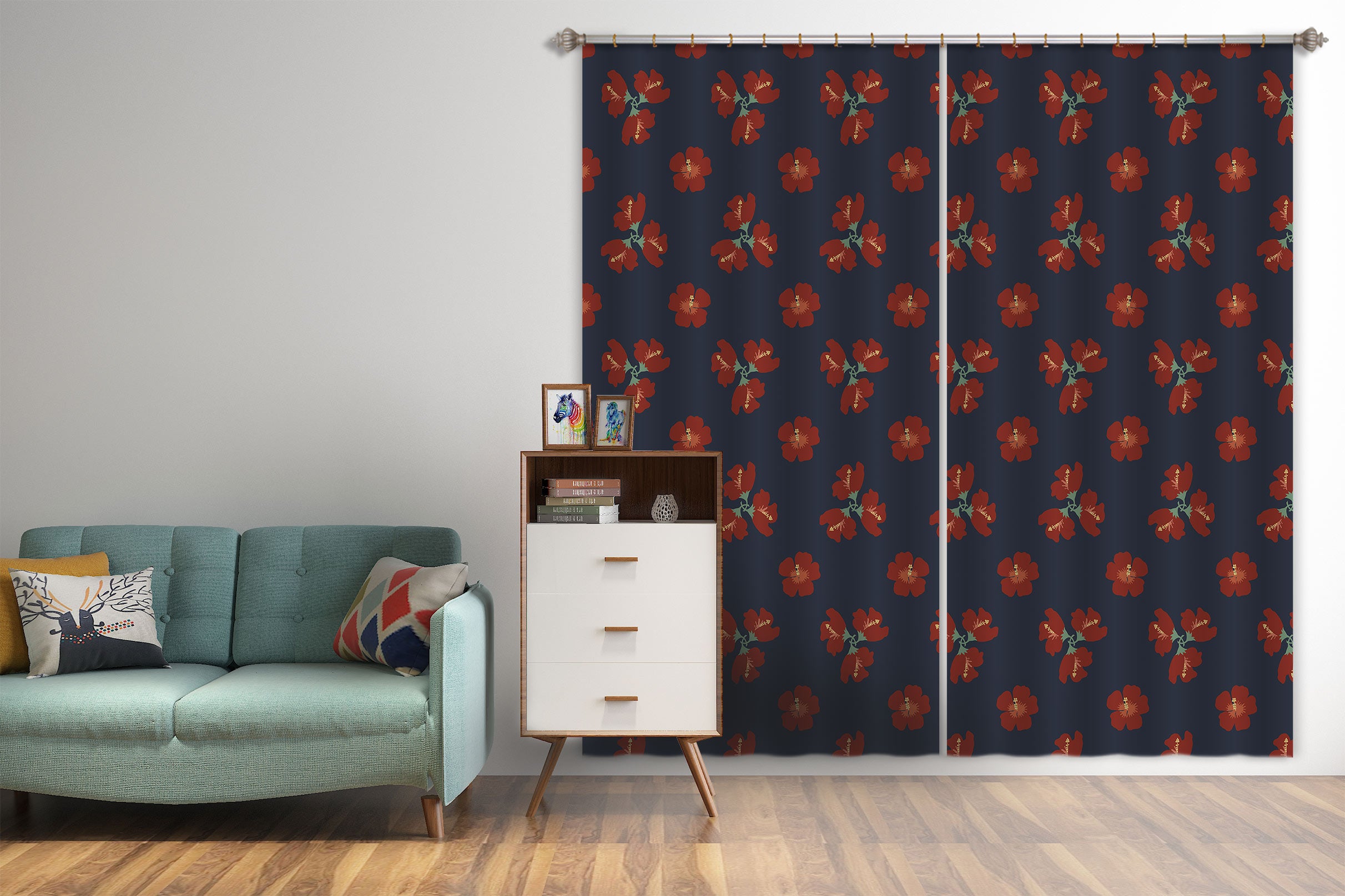 3D Red Flower 98116 Kasumi Loffler Curtain Curtains Drapes