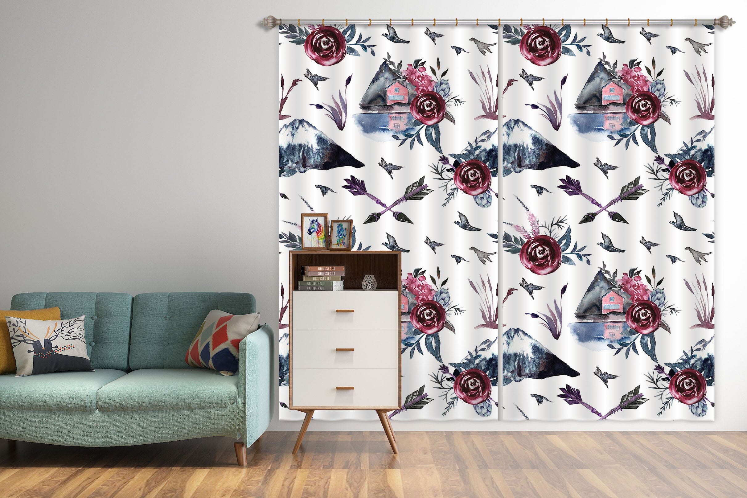 3D Rose Mountain 236 Uta Naumann Curtain Curtains Drapes Curtains AJ Creativity Home