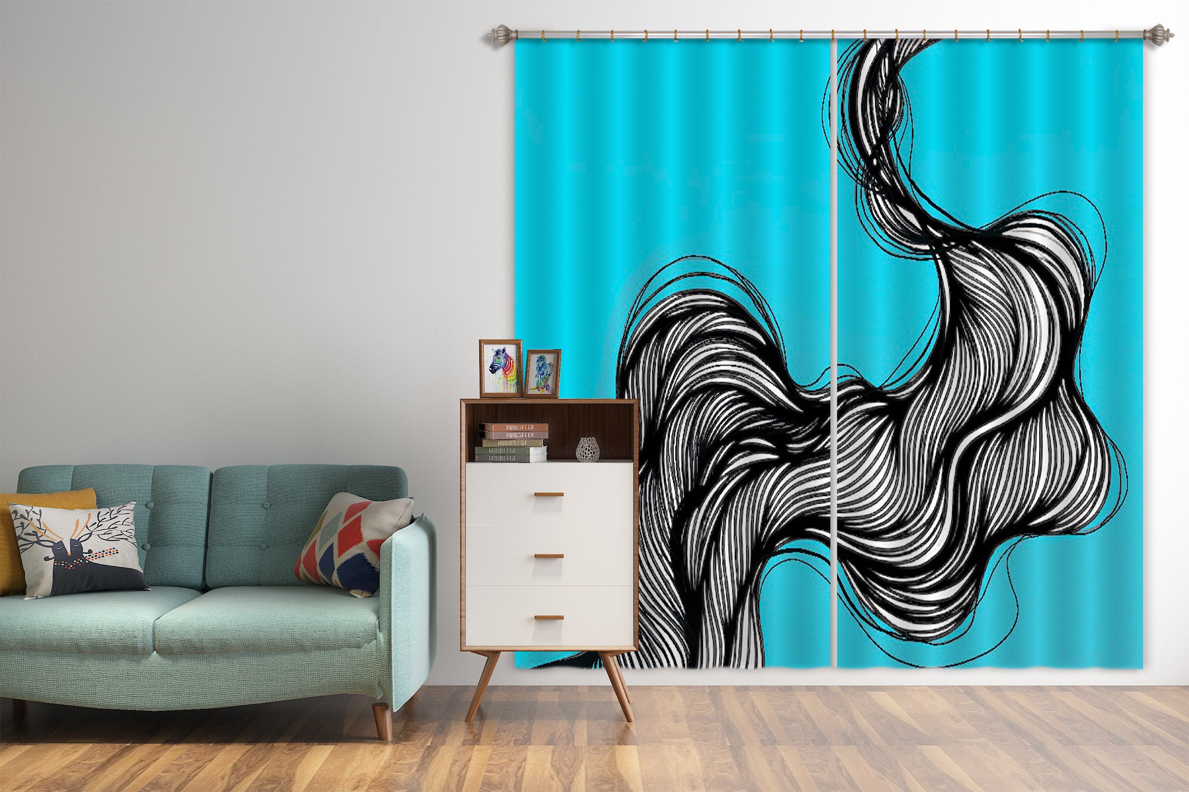 3D Black Lines 381 Jacqueline Reynoso Curtain Curtains Drapes