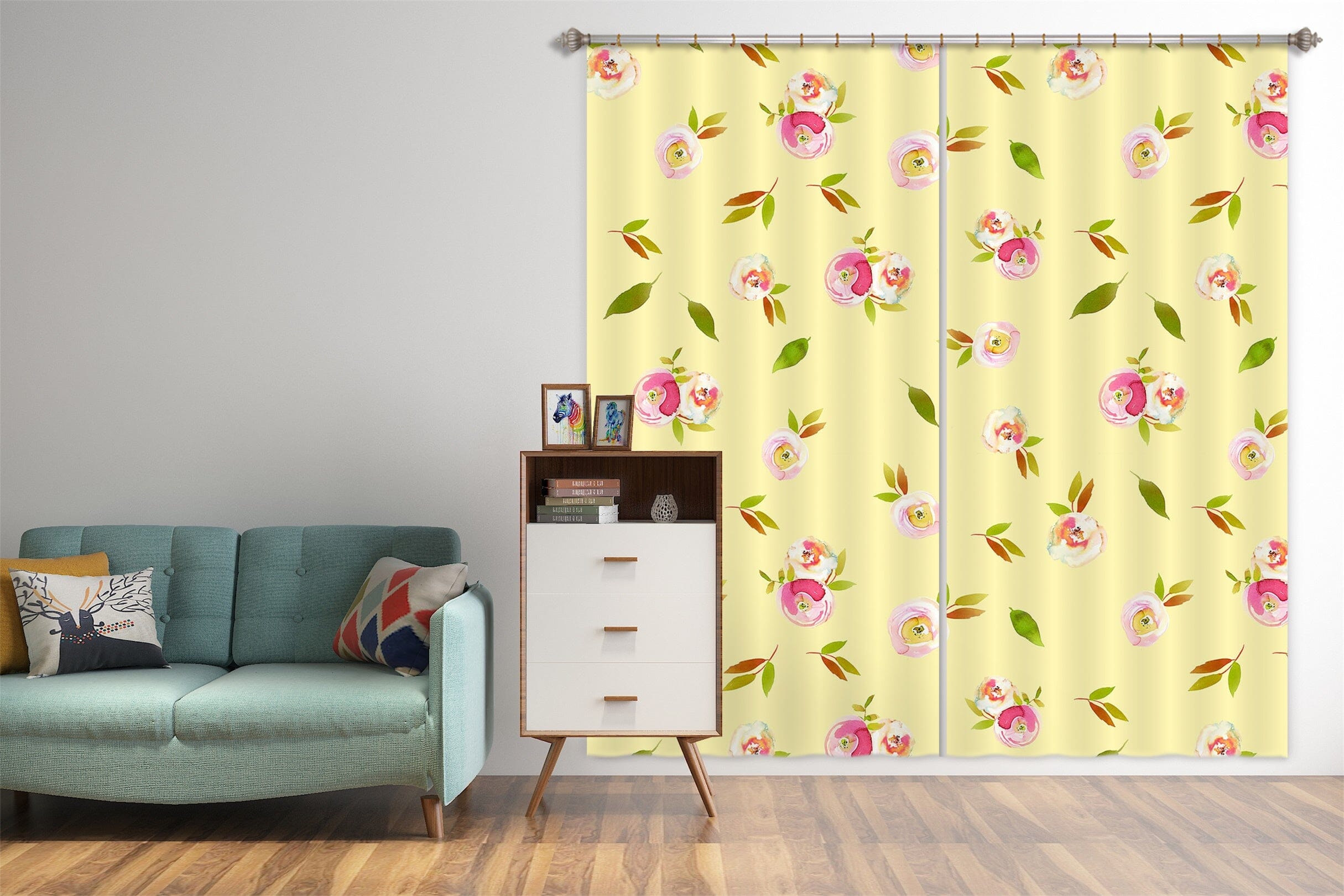 3D Yellow Flower 155 Uta Naumann Curtain Curtains Drapes Curtains AJ Creativity Home